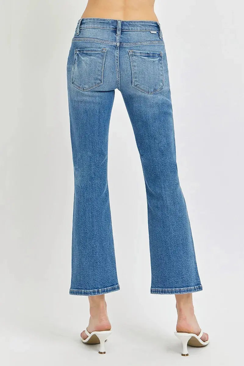 Full/Plus Size Low Rise Crop Flare RISEN Jeans