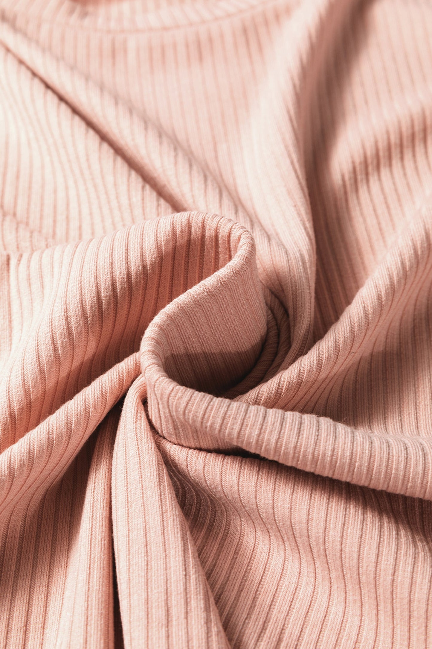 Solid Ribbed Knit Ruffle Short Sleeve T-Shirt