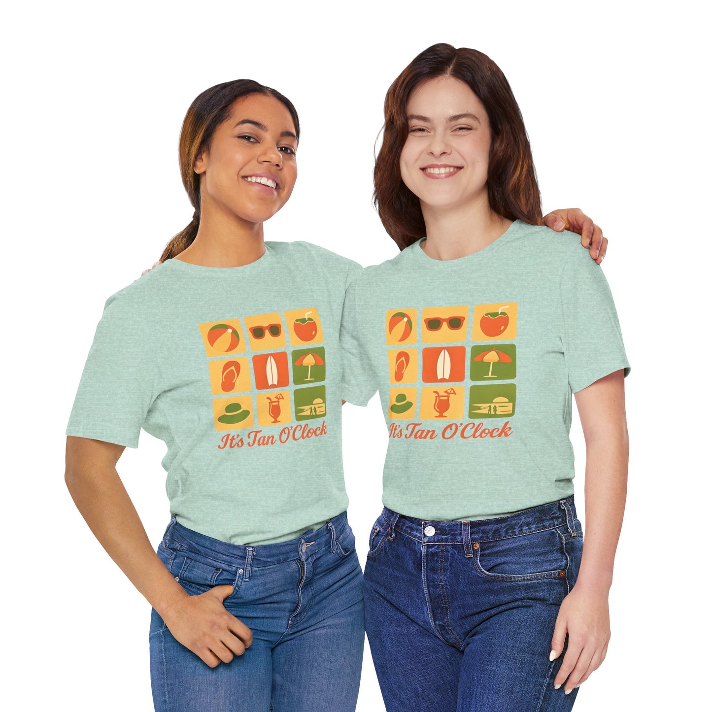 Summer Vibes Tee - It's Tan O'Clock, Unisex Beach Shirt, Vacation Outfit, Gift for Sun Lovers, Casual Summer Wear, Summer Holiday Apparel