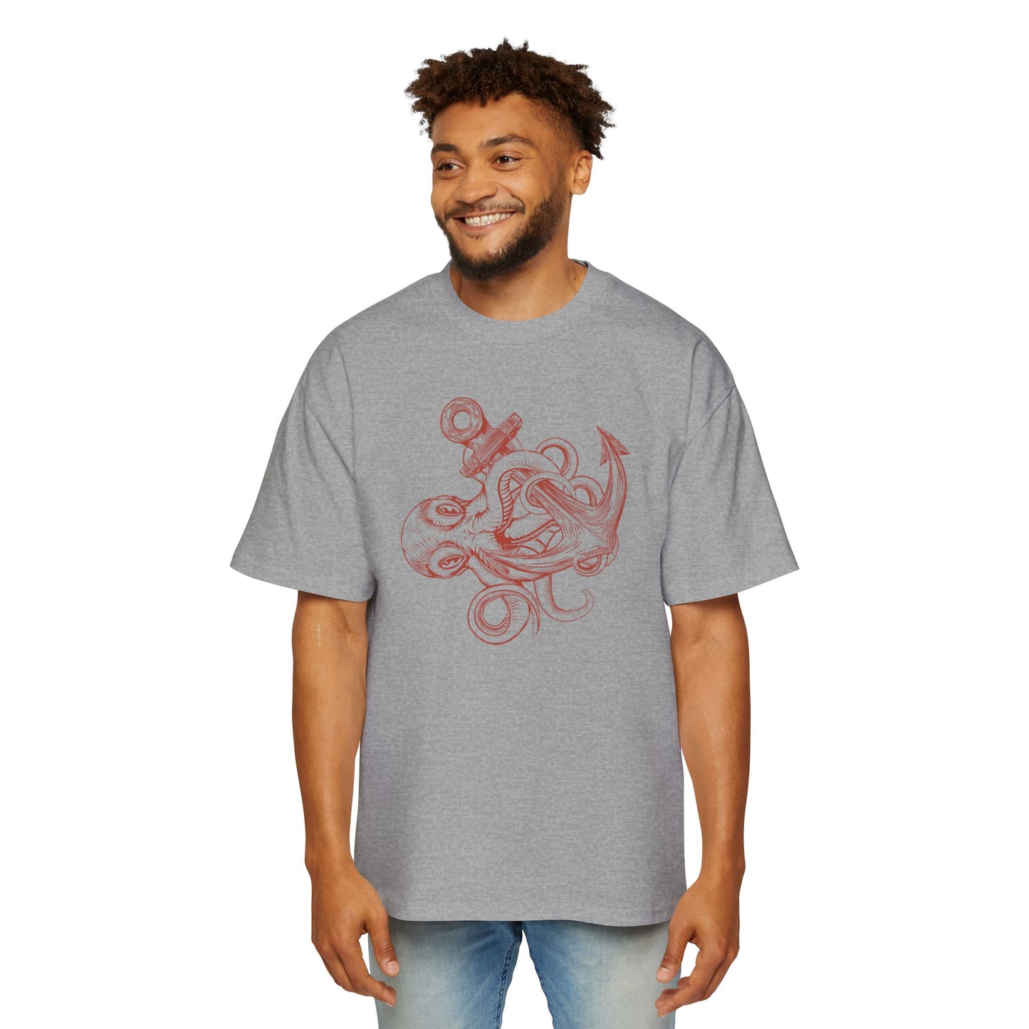 Ocean-Inspired Oversized Tee for Men, Stylish Sea Creature Shirt, Relaxed Fit, Perfect for Beach Days, Casual Wear, Gift for Seafood Lovers