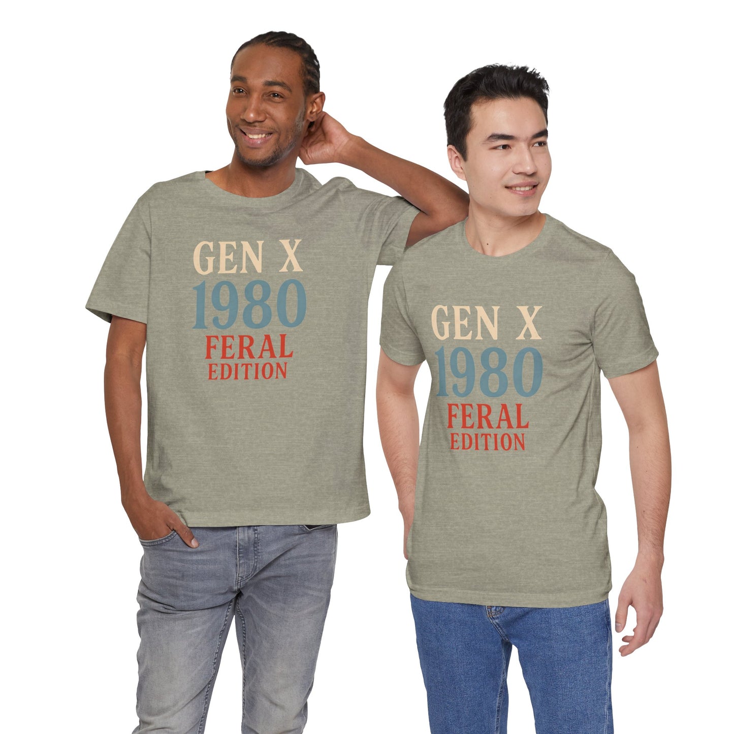 GEN X 1980 Feral Edition Tee | Unisex Jersey Short Sleeve T-Shirt, Vintage Fashion, Fun Gift, Retro Style, Casual Wear, Nostalgic Apparel