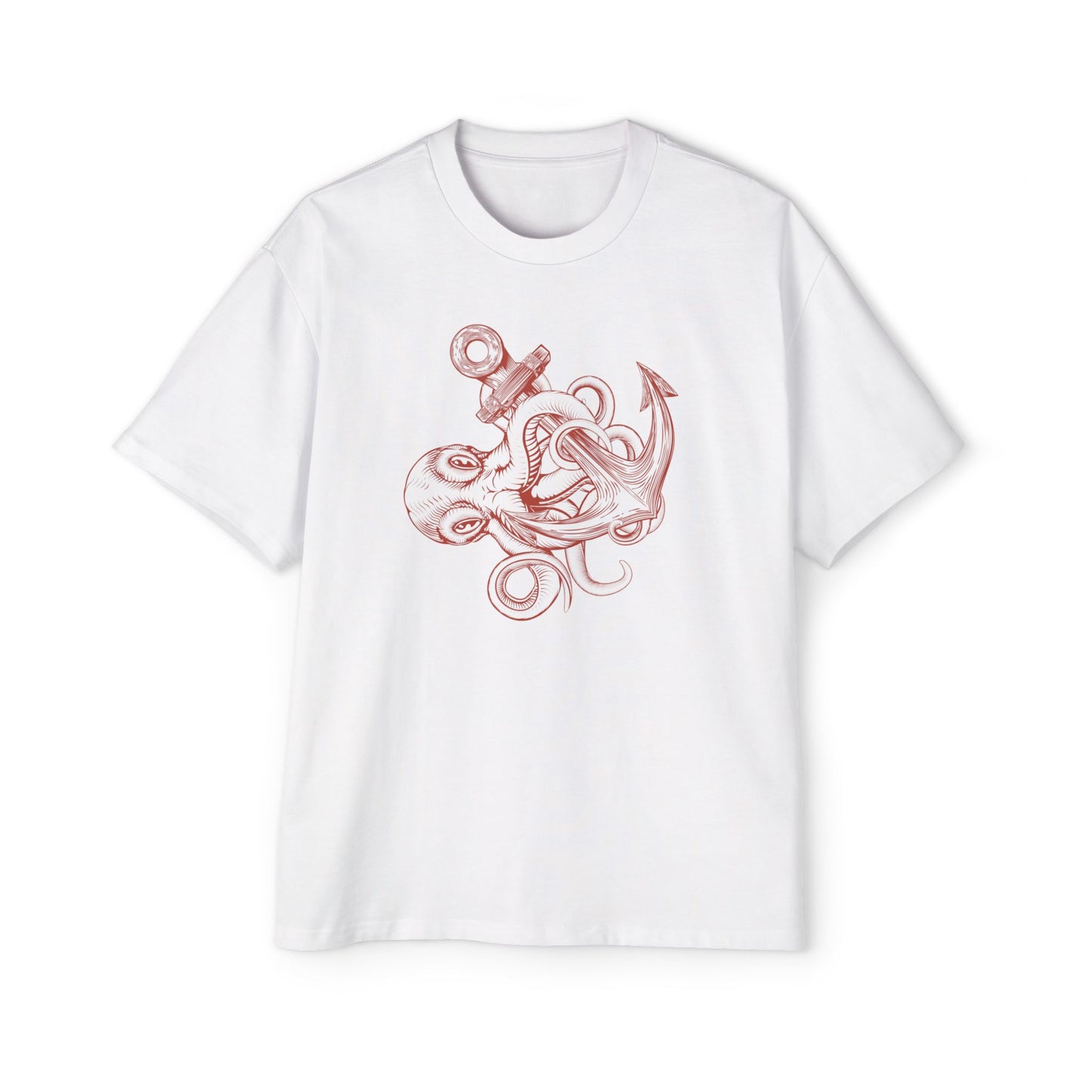 Ocean-Inspired Oversized Tee for Men, Stylish Sea Creature Shirt, Relaxed Fit, Perfect for Beach Days, Casual Wear, Gift for Seafood Lovers