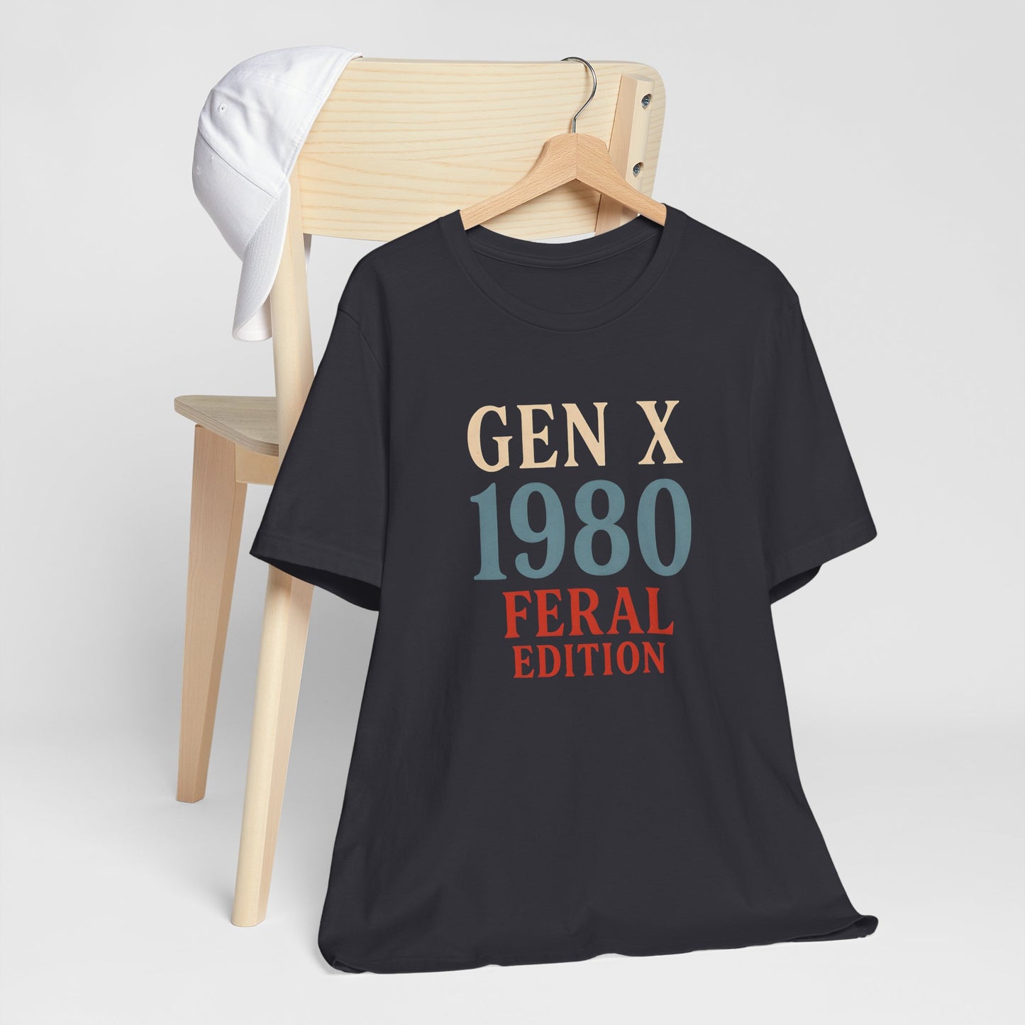 GEN X 1980 Feral Edition Tee | Unisex Jersey Short Sleeve T-Shirt, Vintage Fashion, Fun Gift, Retro Style, Casual Wear, Nostalgic Apparel