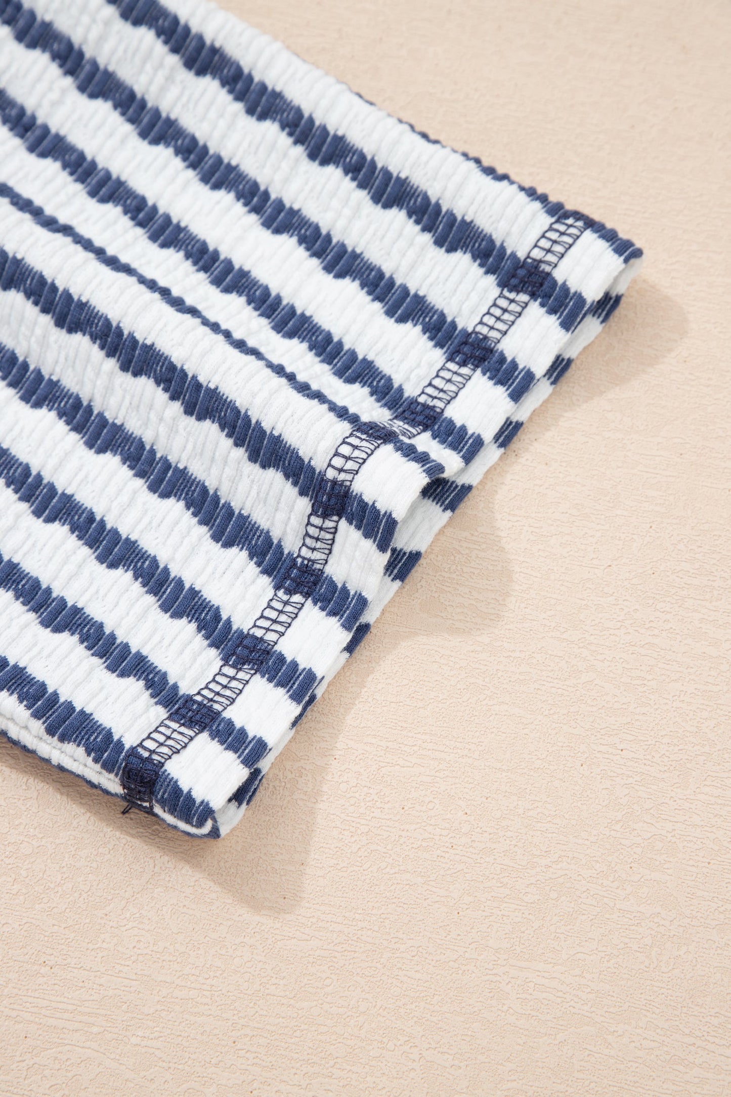 Stripe Textured Knit 3/4 Sleeve Top