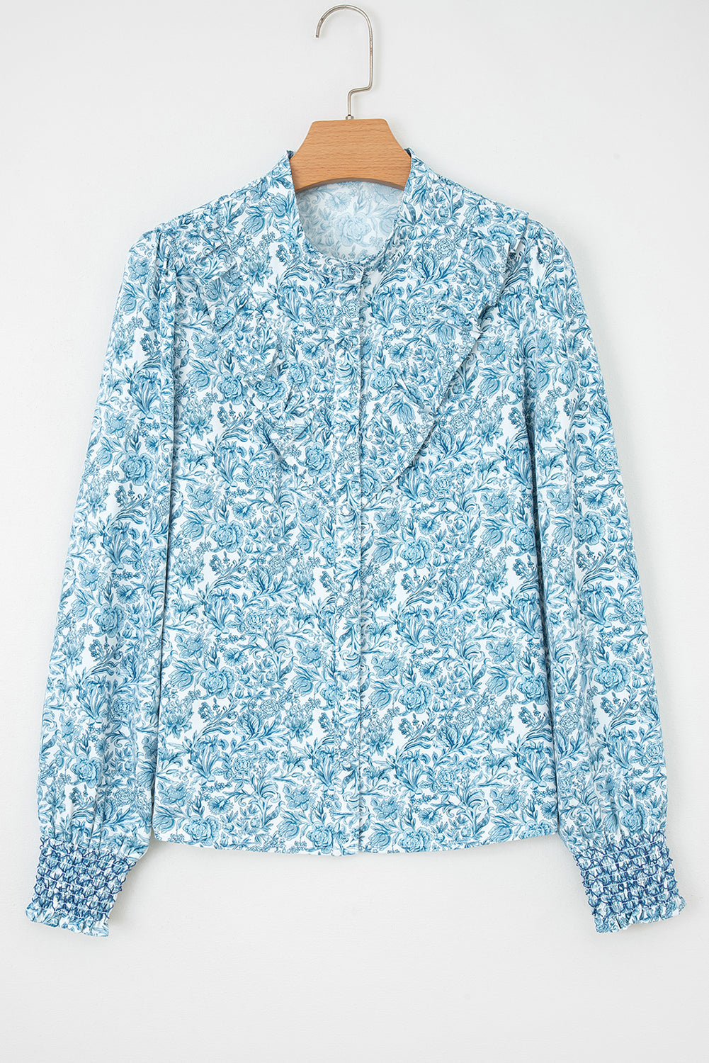 Floral Puff Sleeve Button-Up Shirt