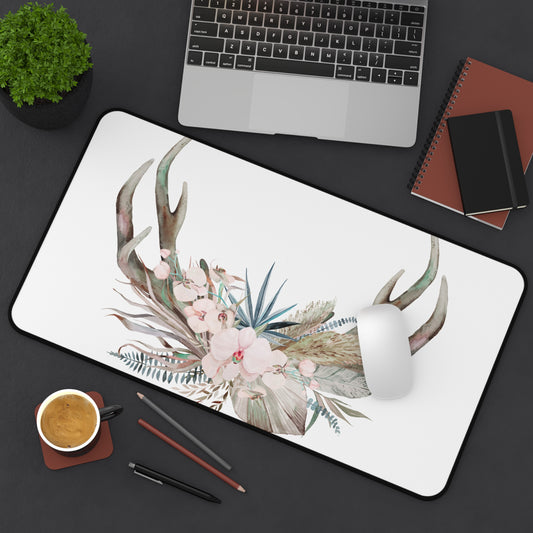Desk Mat - Floral Deer Antler Skull Keyboard Computer Pad