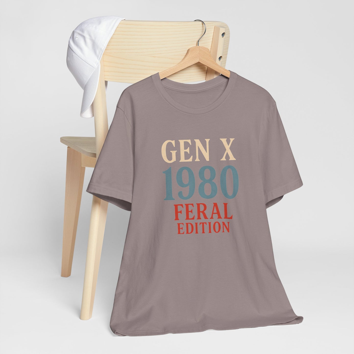 GEN X 1980 Feral Edition Tee | Unisex Jersey Short Sleeve T-Shirt, Vintage Fashion, Fun Gift, Retro Style, Casual Wear, Nostalgic Apparel
