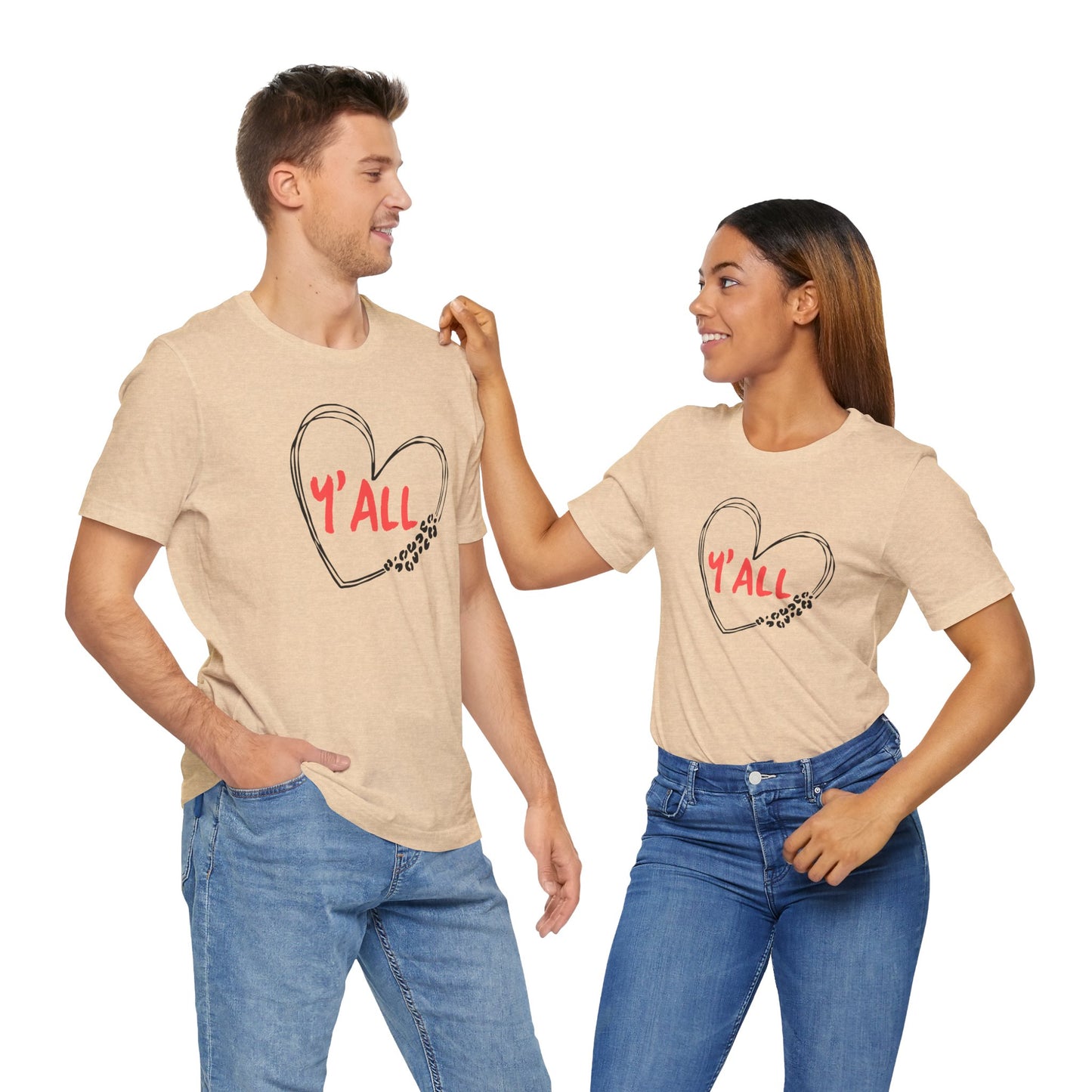 Heartfelt Love Unisex Tee - Casual Style, Y'all Shirt, Gift for Friends, Valentine's Day, Cozy Outfit, Everyday Wear