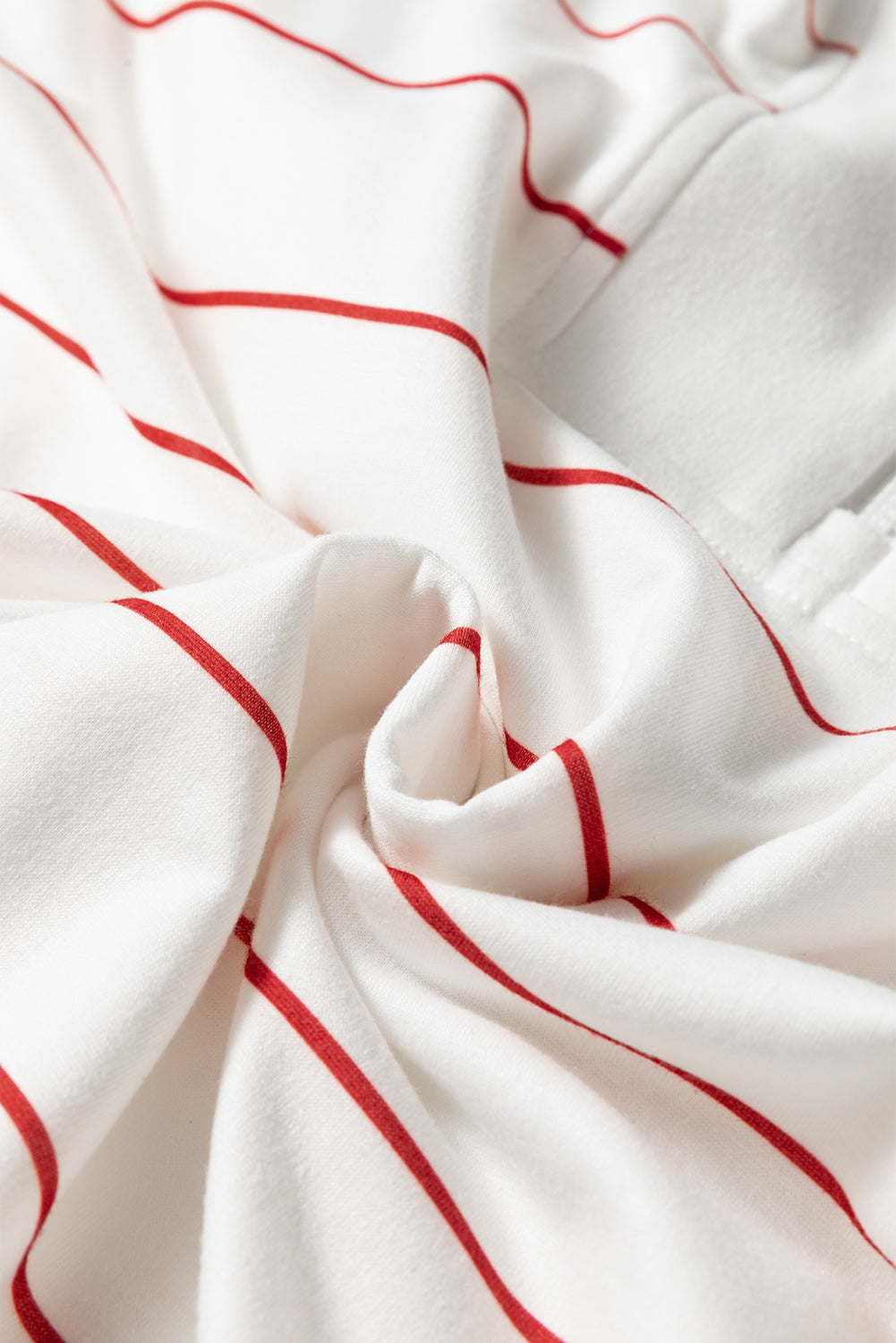 Stripe Zipped V-Neck Long Sleeve Top