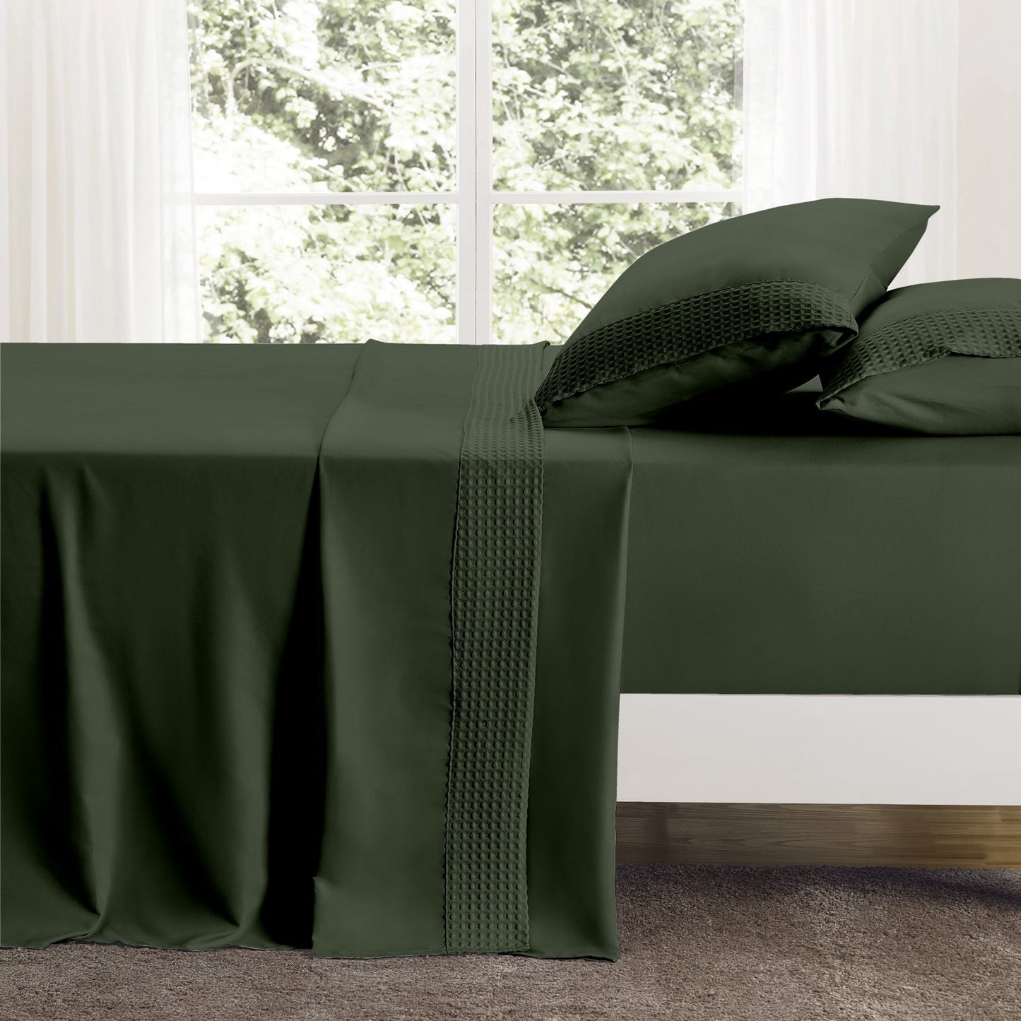 Kathy Ireland 4 Piece Waffle Hem Sheet Set