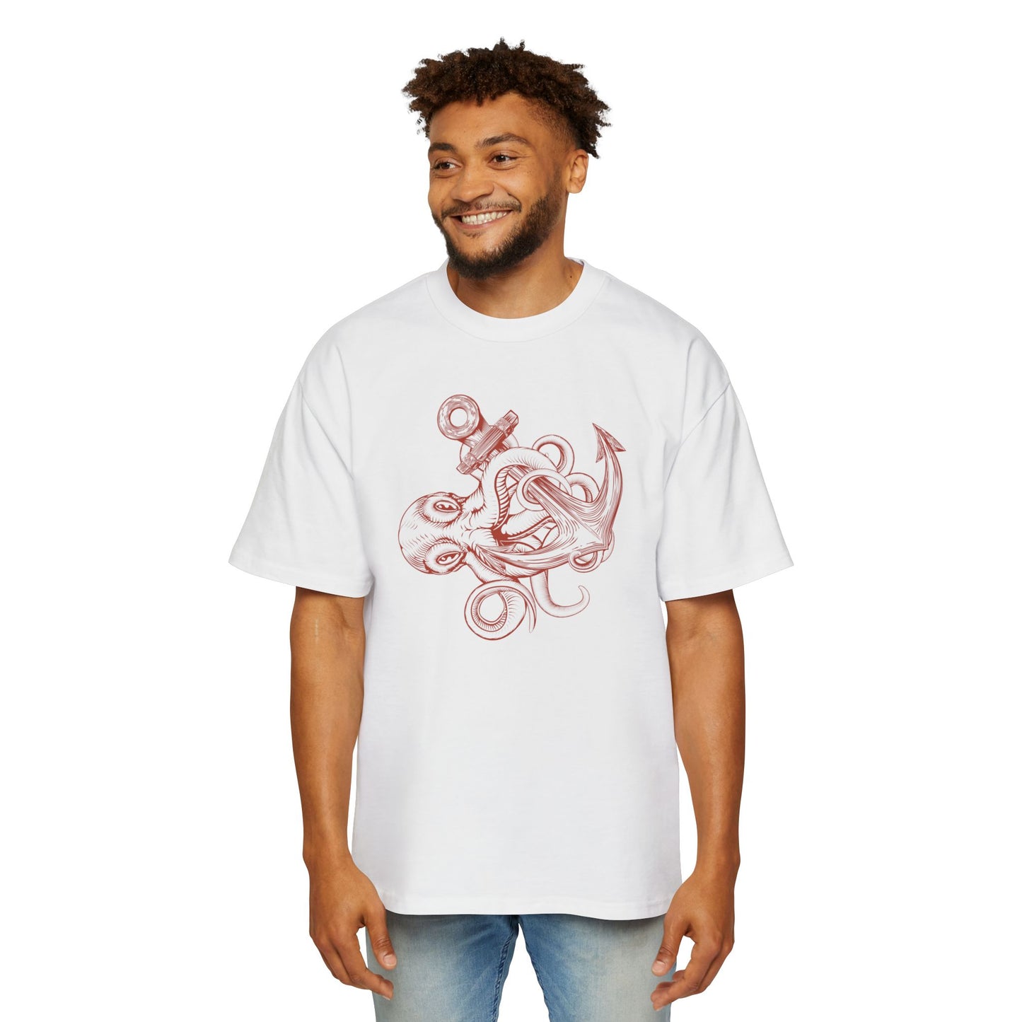 Ocean-Inspired Oversized Tee for Men, Stylish Sea Creature Shirt, Relaxed Fit, Perfect for Beach Days, Casual Wear, Gift for Seafood Lovers