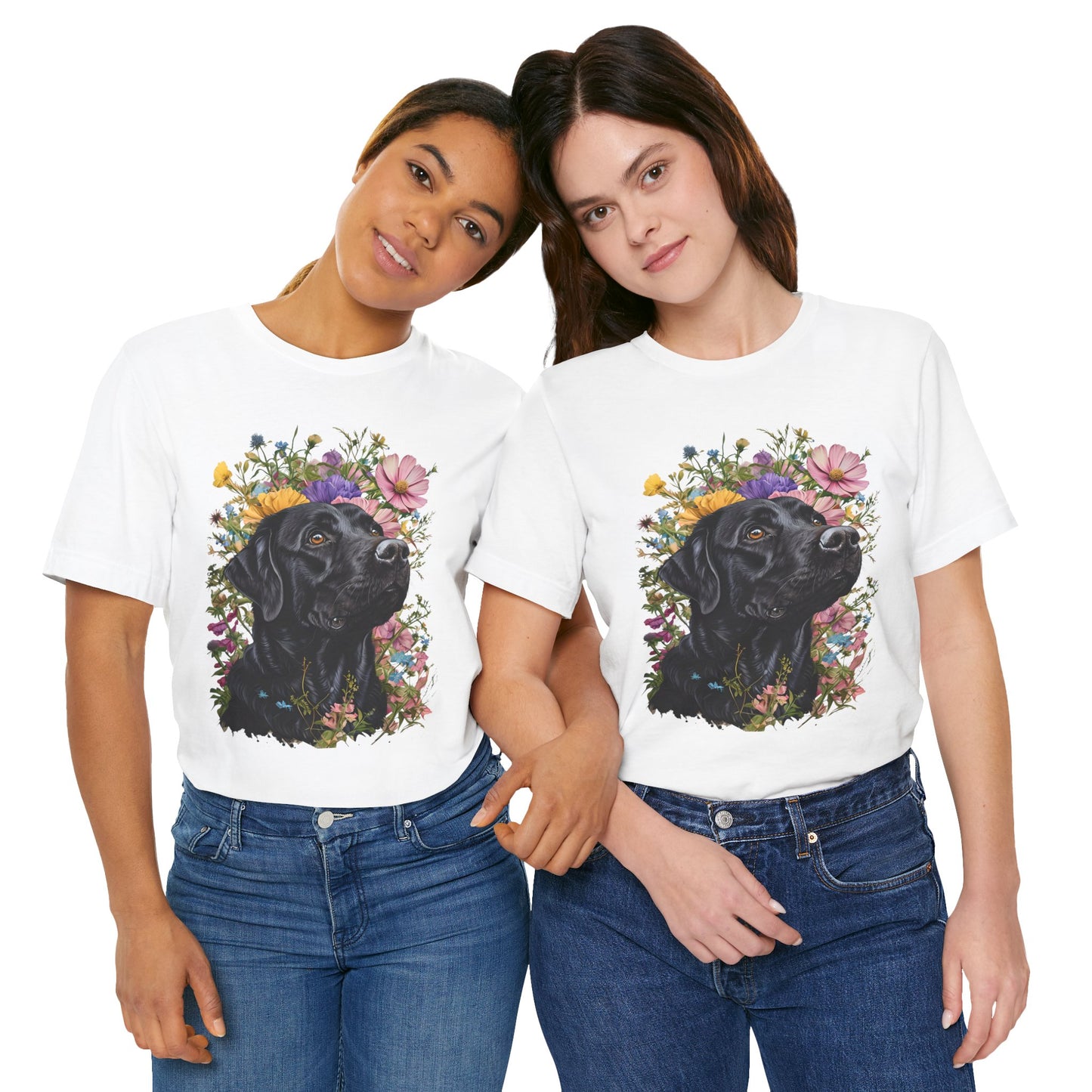 Black Lab Floral Short Sleeve Tee | Dog Lover Gift, Pet Memorial, Mother's Day Gift, Nature Lover Apparel, Casual Wear