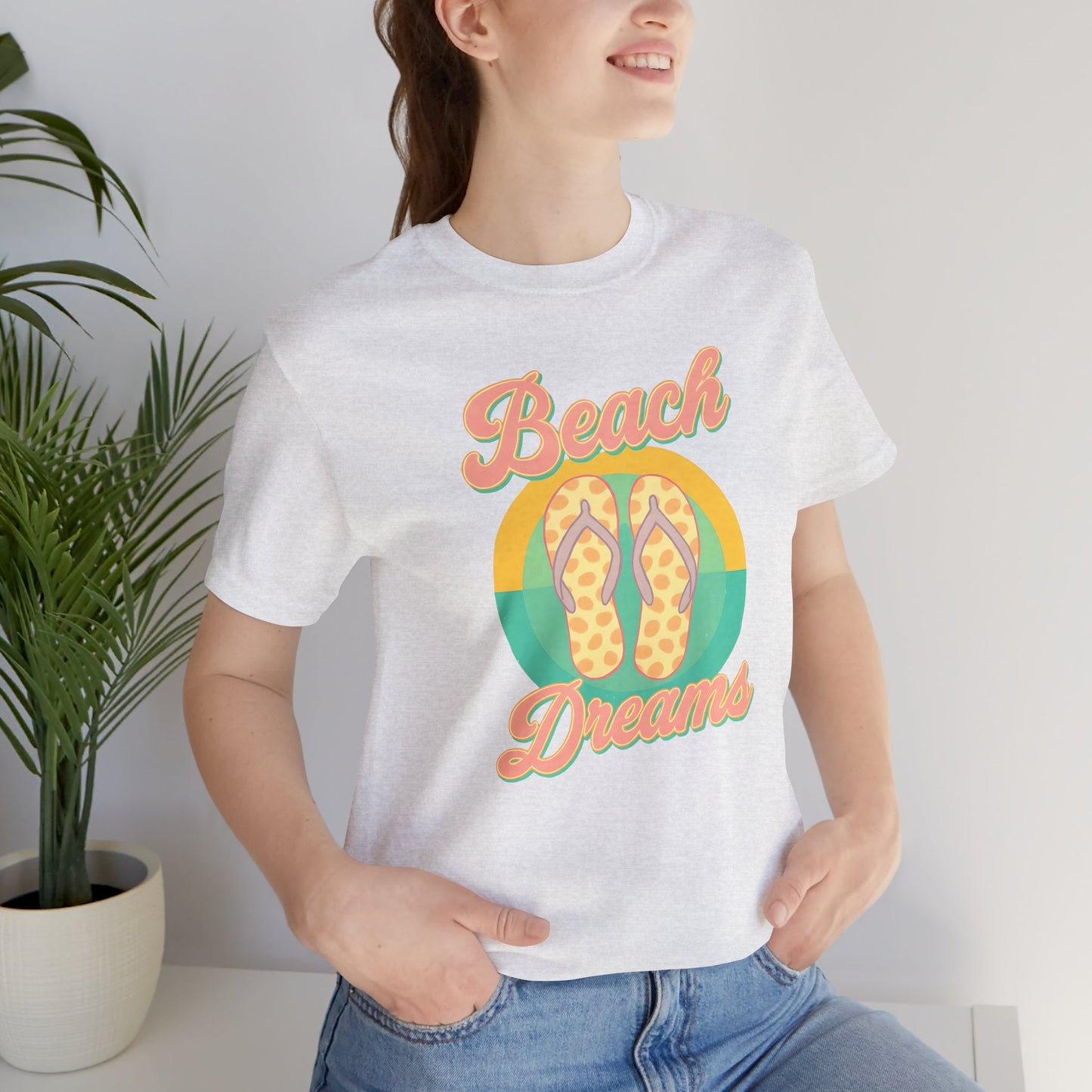 Beach Dreams Unisex Jersey Tee, Flip Flop Summer Shirt, Vacation Outfit, Beach Lover Gift, Casual Summer Wear