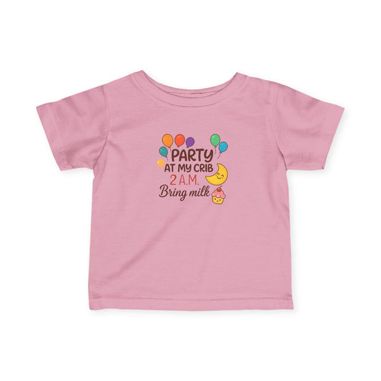 Party at My Crib Infant Tee, Baby Birthday Shirt, Cute Infant T-Shirt, Newborn Party Outfit, Fun Baby Clothing