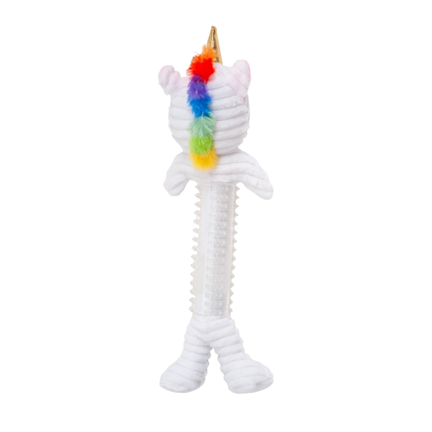 Country Living Thermoplastic Rubber Skinny Unicorn Corduroy Plush Dog Toy – with Squeaker & Crinkle Paper