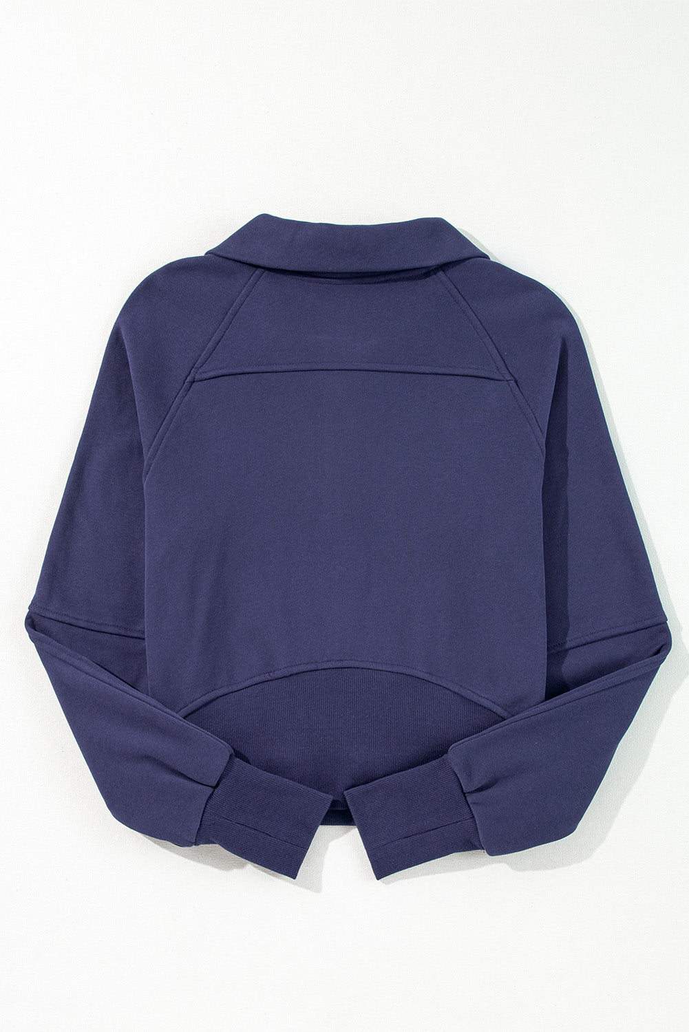 Solid Fleece-Lined Half-Zip Up Collar Sweatshirt