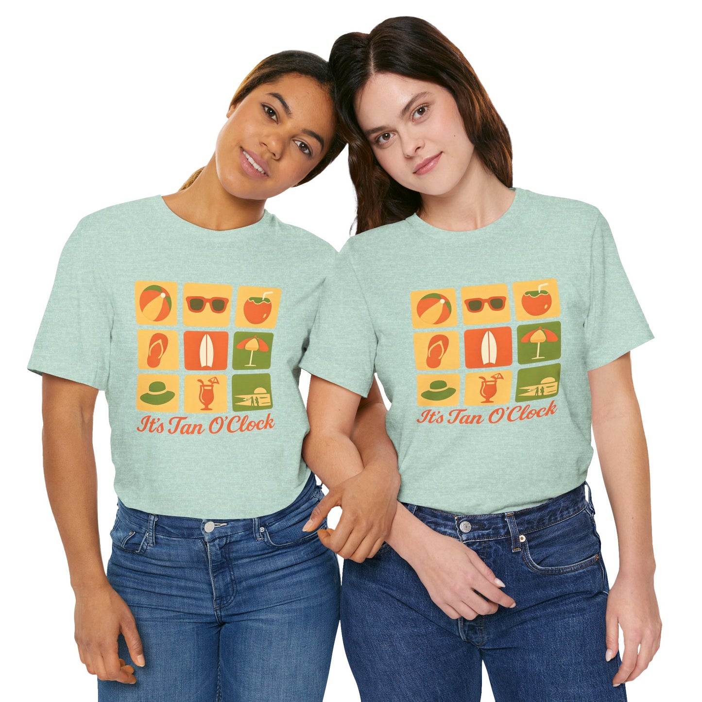 Summer Vibes Tee - It's Tan O'Clock, Unisex Beach Shirt, Vacation Outfit, Gift for Sun Lovers, Casual Summer Wear, Summer Holiday Apparel
