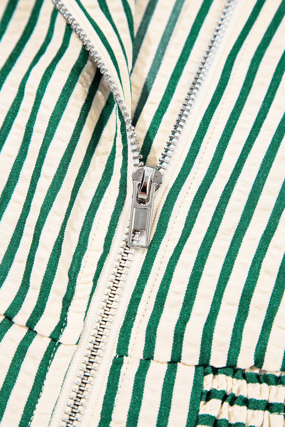 Stripe V-Neck Zip Front Midi Dress