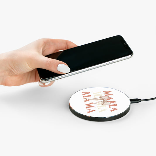 Mama Wireless Charger with Bow, Mother's Day Gift, Functional Decor, Tech for Moms, Elegant Charging Pad
