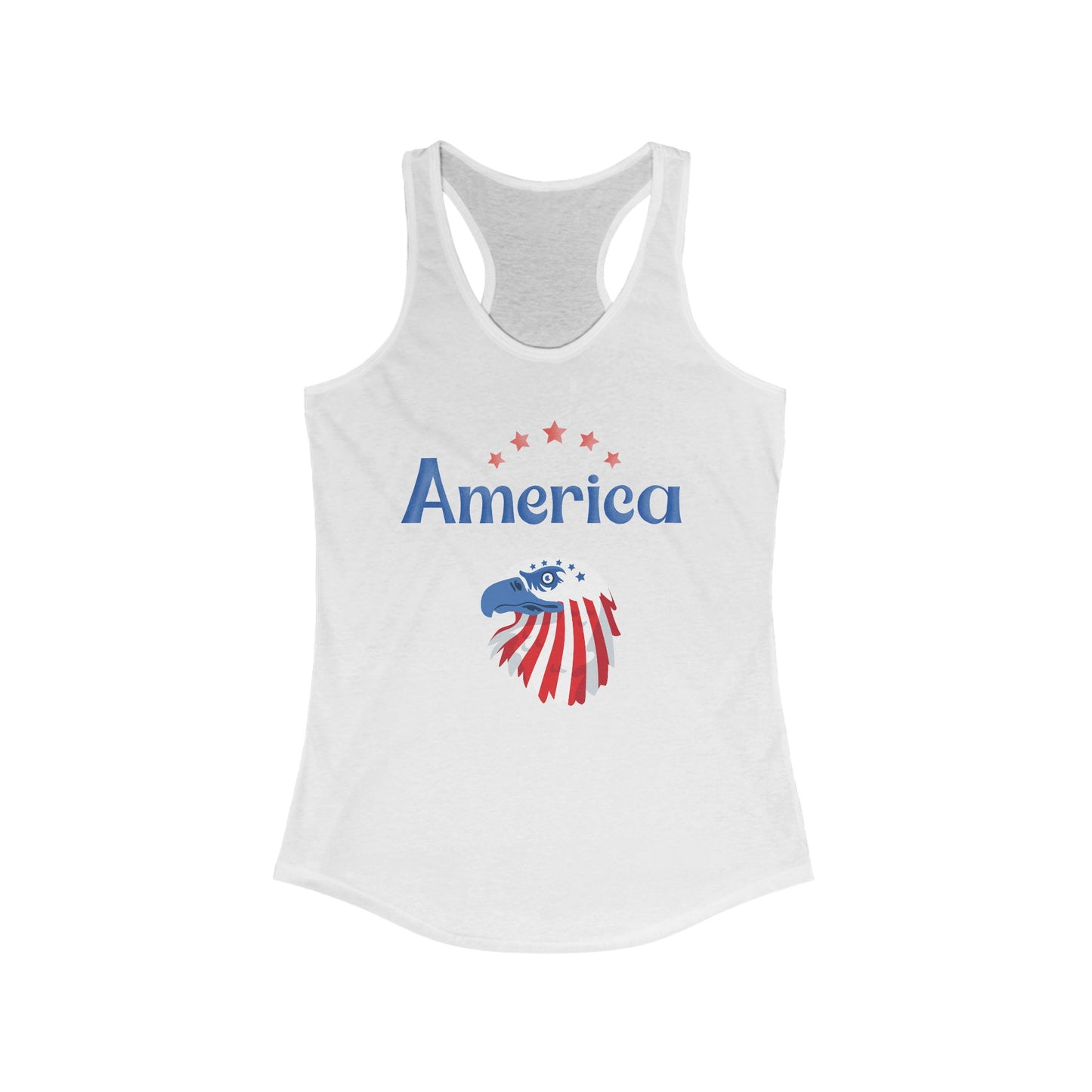 Women's Patriotic Racerback Tank - America Eagle Tee, Fourth of July Celebration Shirt, Summer Casual Wear, Gift for Her, Red White [...]