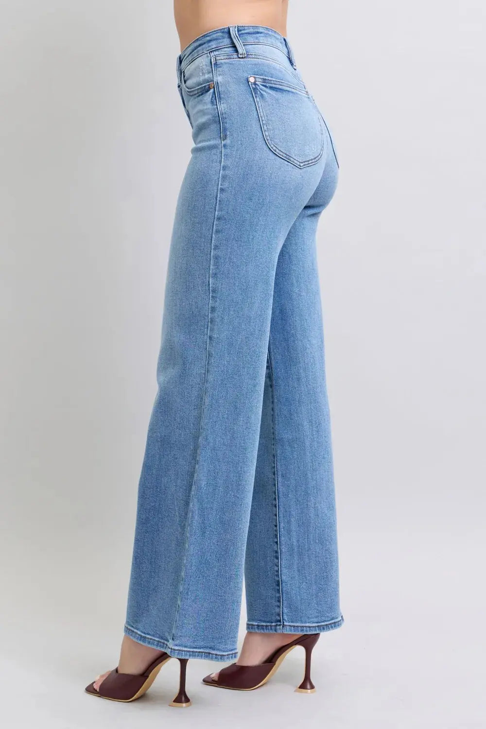 Full Size High Waist Wide Leg Judy Blue Jeans with Functional Pockets