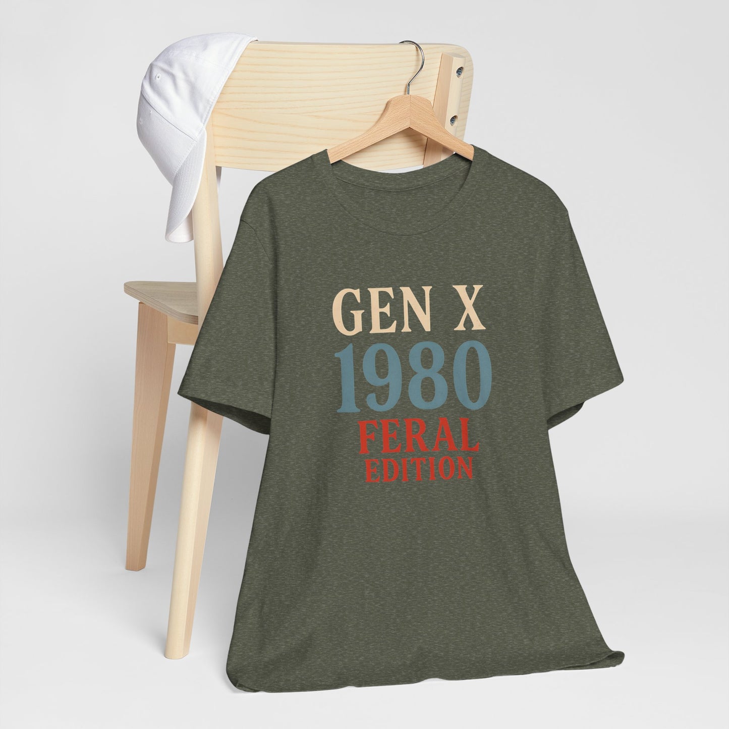 GEN X 1980 Feral Edition Tee | Unisex Jersey Short Sleeve T-Shirt, Vintage Fashion, Fun Gift, Retro Style, Casual Wear, Nostalgic Apparel