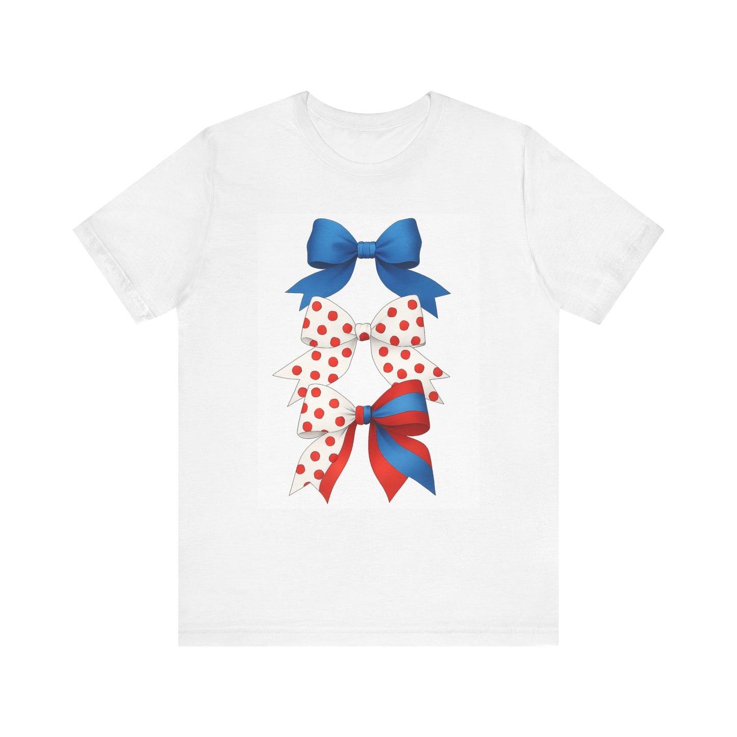 Patriotic Bows Tee - Festive Unisex Jersey Short Sleeve Tee, 4th of July Shirt, Summer Celebration Top, Cute Gift for Her, Holiday Apparel