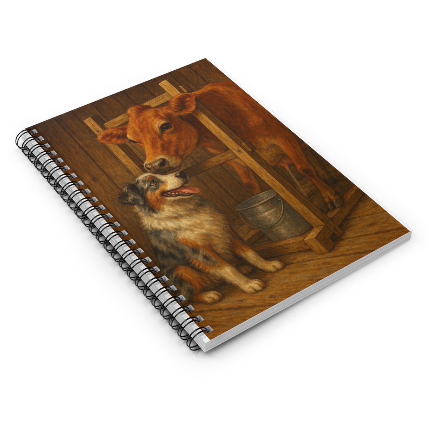 Rustic Pet-Themed Spiral Notebook - Perfect for Animal Lovers, Journaling, Farm Memories, Gift for Cow & Dog Enthusiasts
