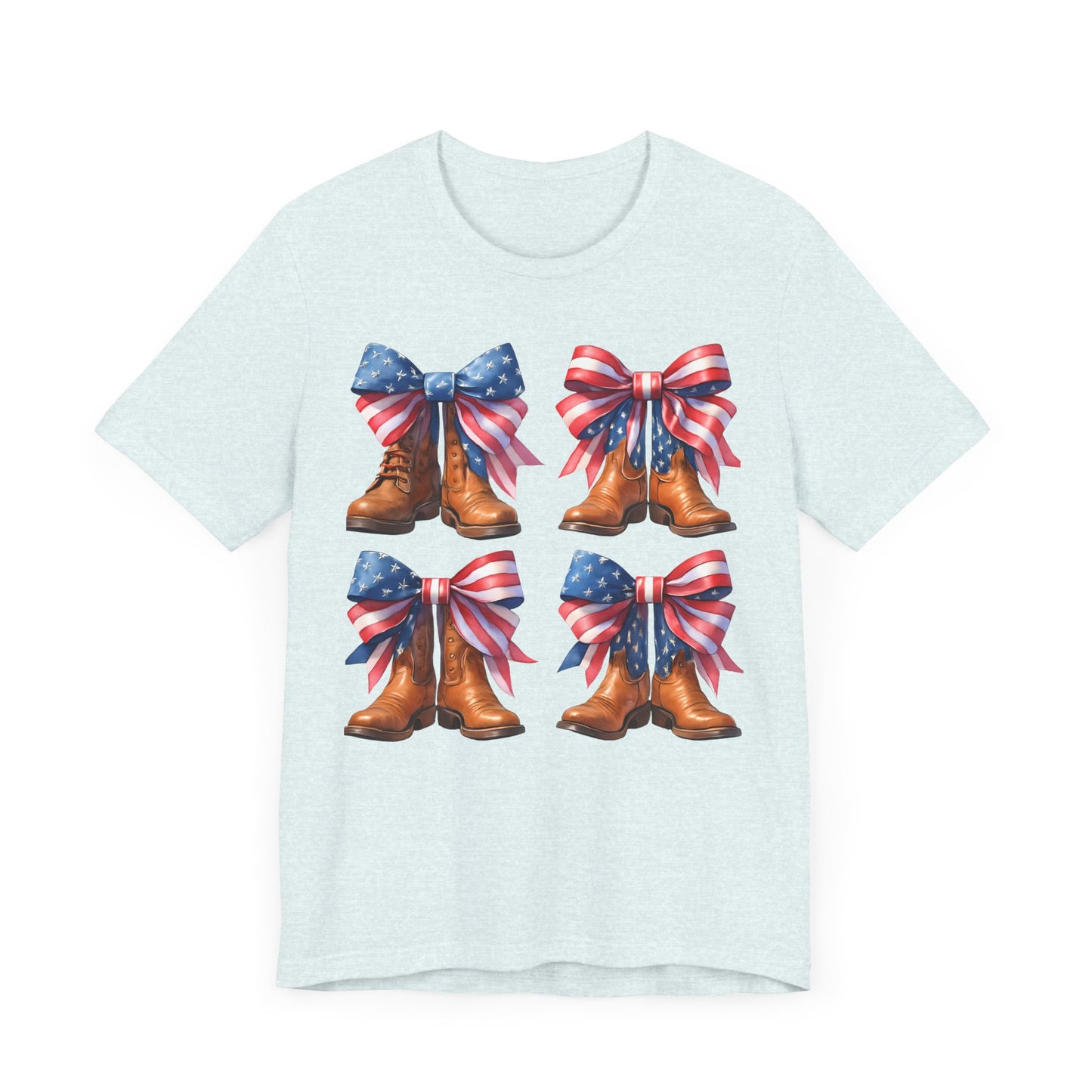T-Shirt American Cowboy Boot with American Flags Patriotic Tee