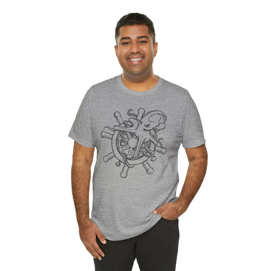 Nautical Octopus Tee, Unisex Short Sleeve Shirt, Ocean Lover Gift, Sea Life T-Shirt, Marine Adventure Apparel, Beach Vibes Wear