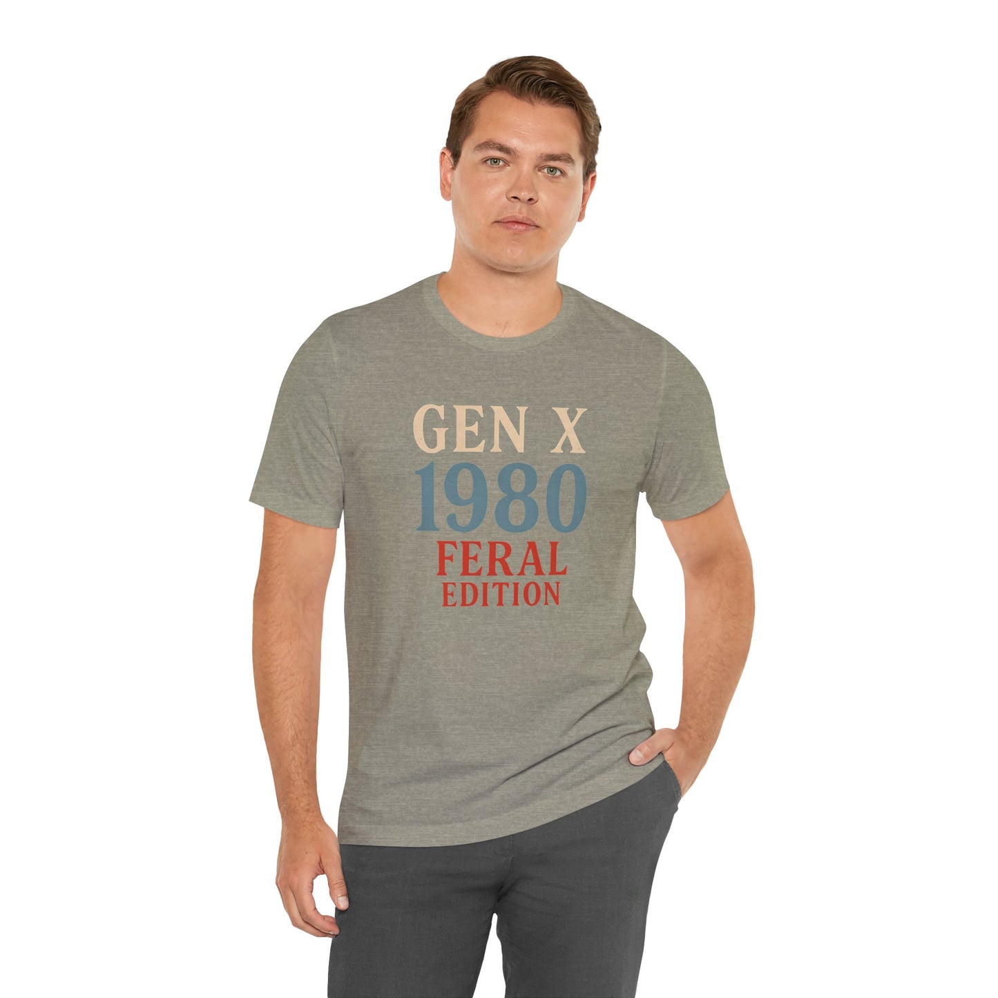 GEN X 1980 Feral Edition Tee | Unisex Jersey Short Sleeve T-Shirt, Vintage Fashion, Fun Gift, Retro Style, Casual Wear, Nostalgic Apparel