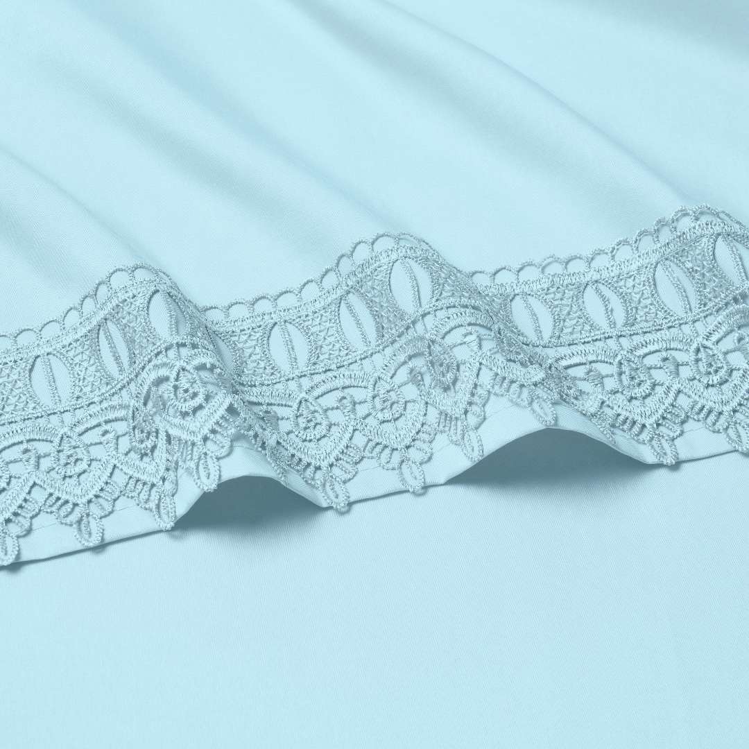 Bamboo Lace Crochet Embroidery 4 Piece Sheet Set