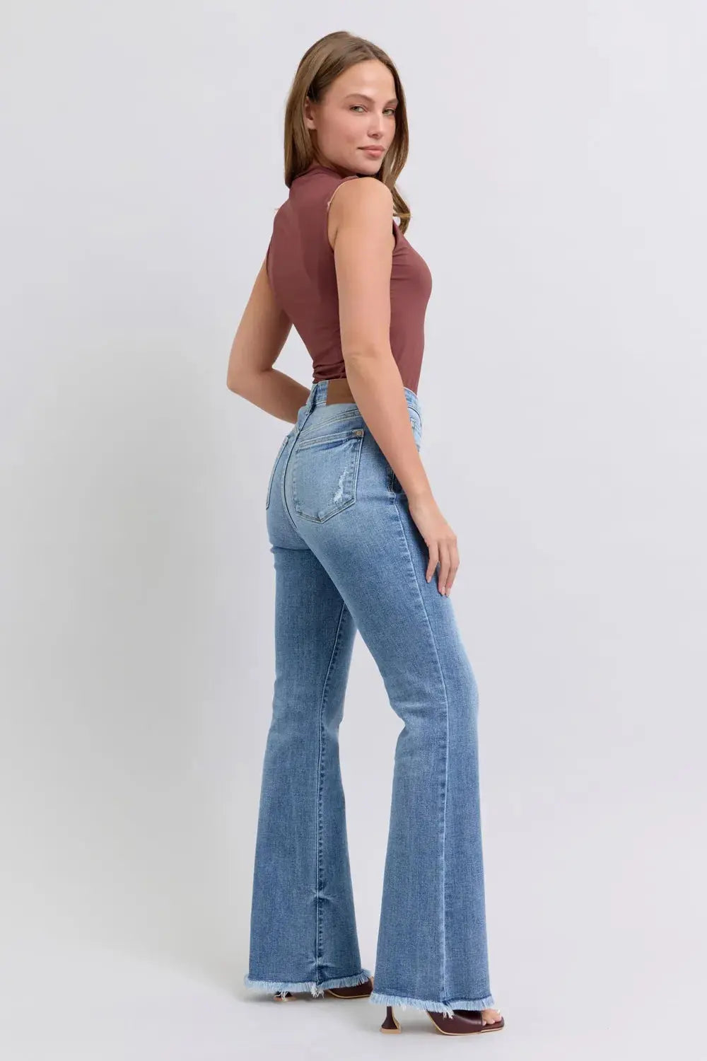 Raw Hem High Rise Bootcut Judy Blue Jeans – Full Size Fit