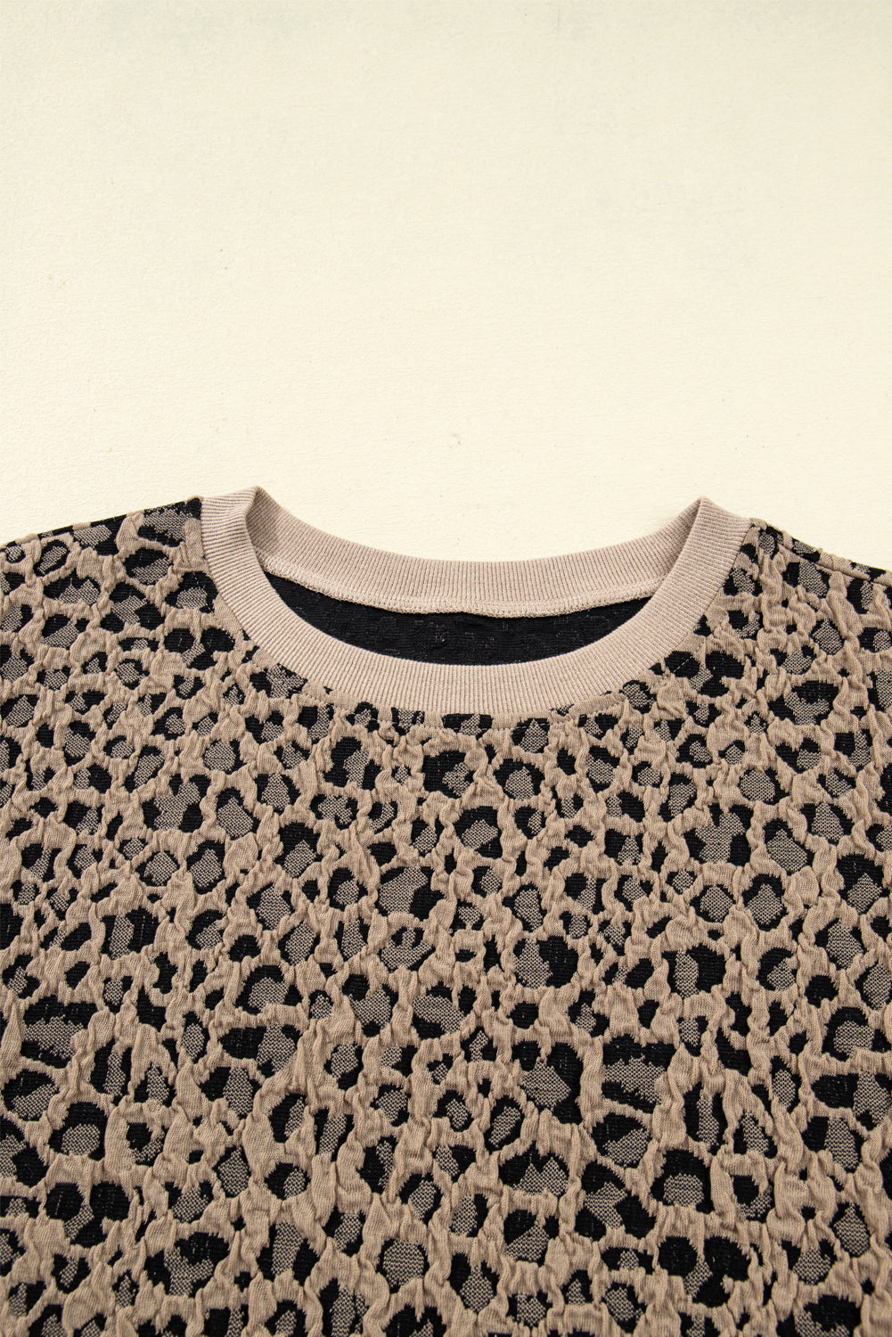 Plus Size Leopard Textured Long Sleeve Top