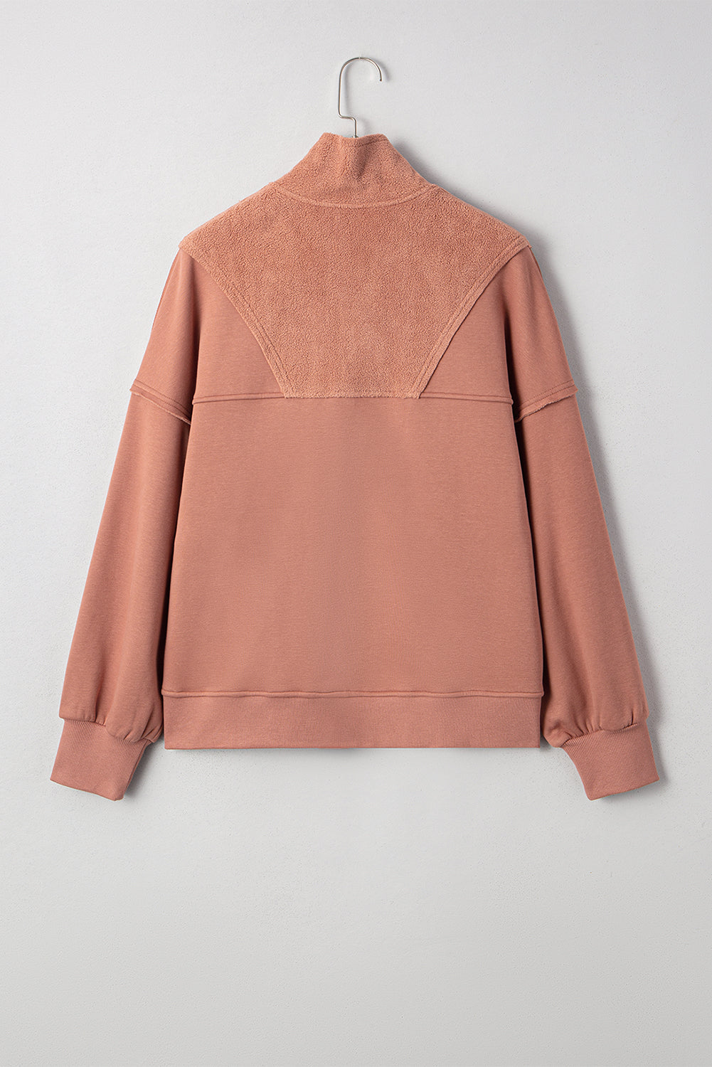 Solid Reverse Seam Half-Zip Side Pocket Sweatshirt