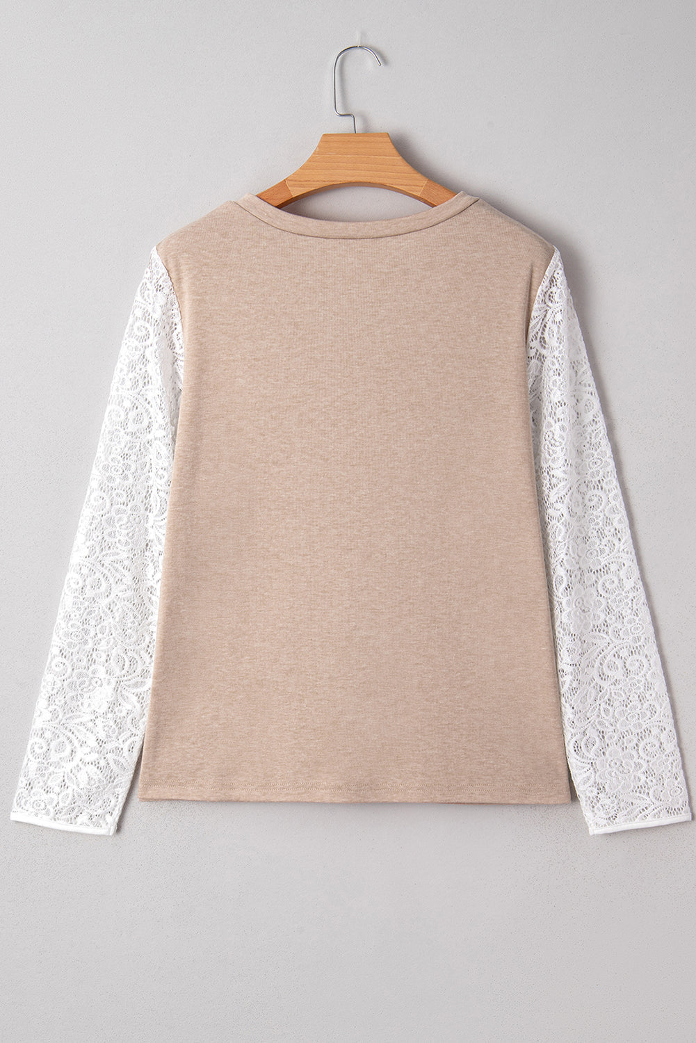 Lace Patchwork Long Sleeve V-Neck Top