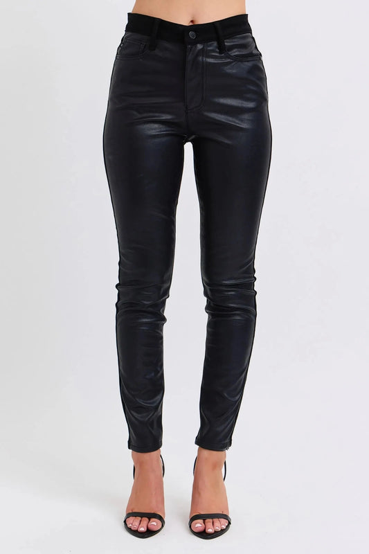 Judy Blue Jeans - Plus Size High Waist Faux Leather Skinny Pants