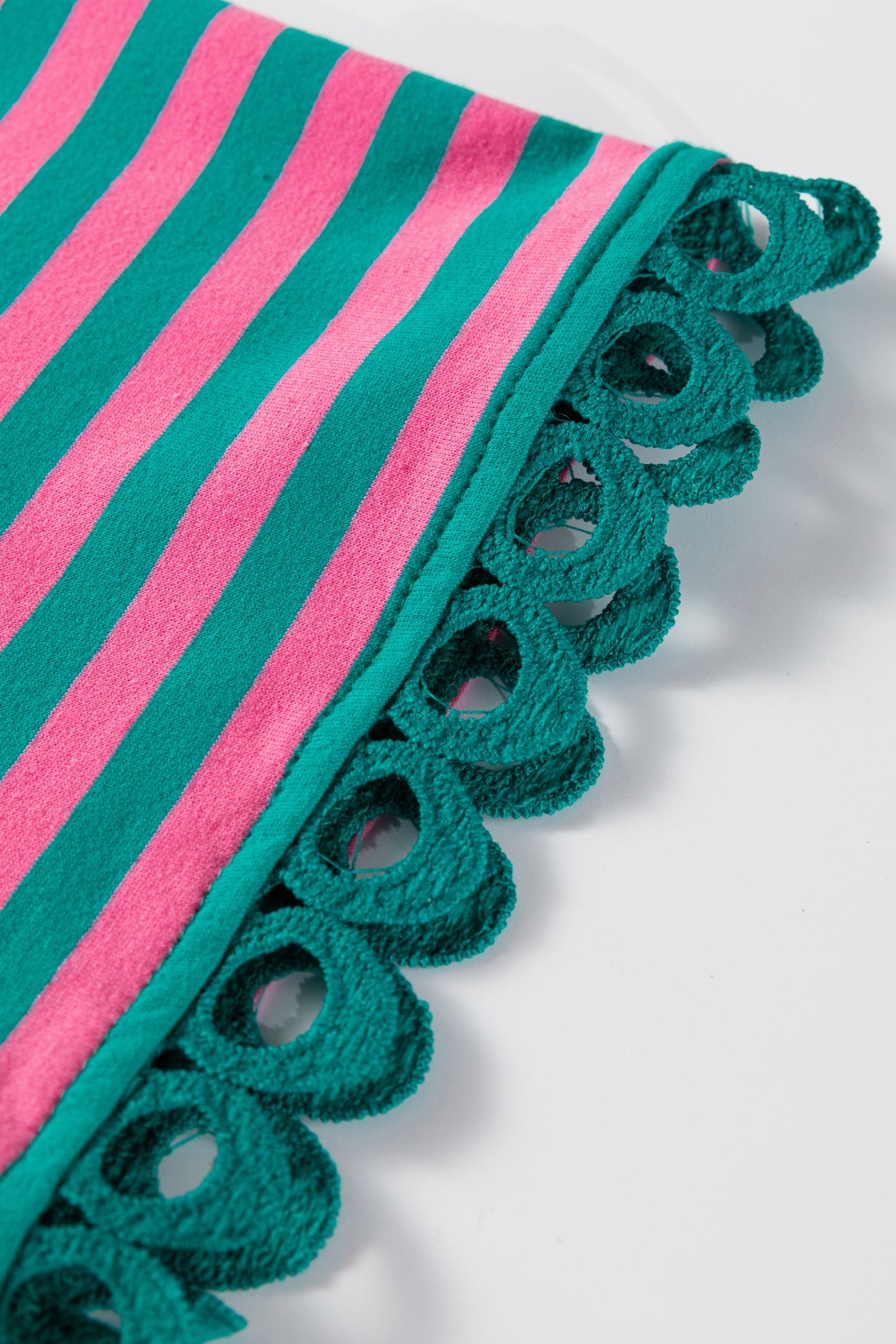 Stripe Lace Trim 3/4 Sleeve Top