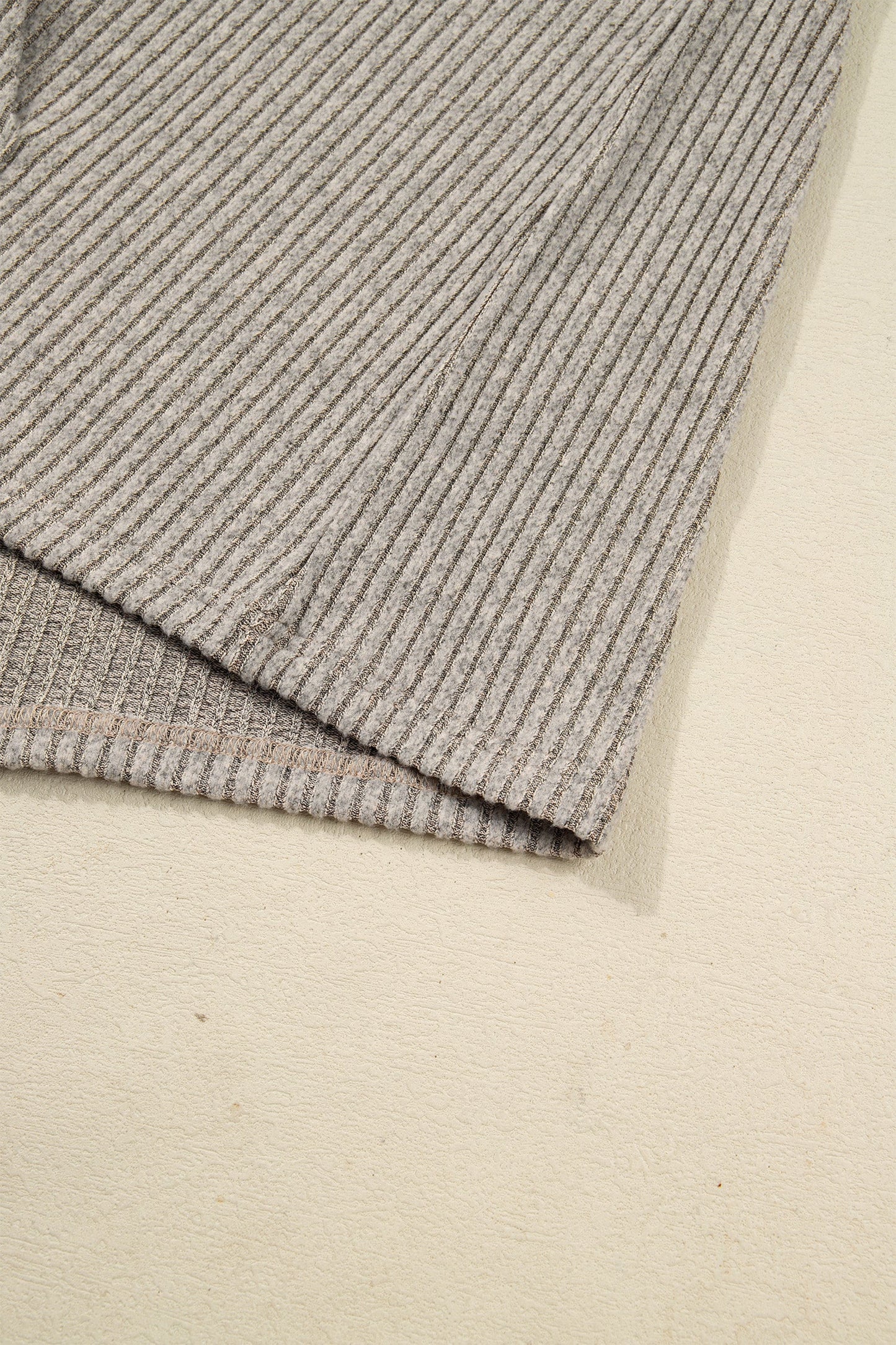 Plus Size Ribbed Knit Kangaroo Pocket Henley Top