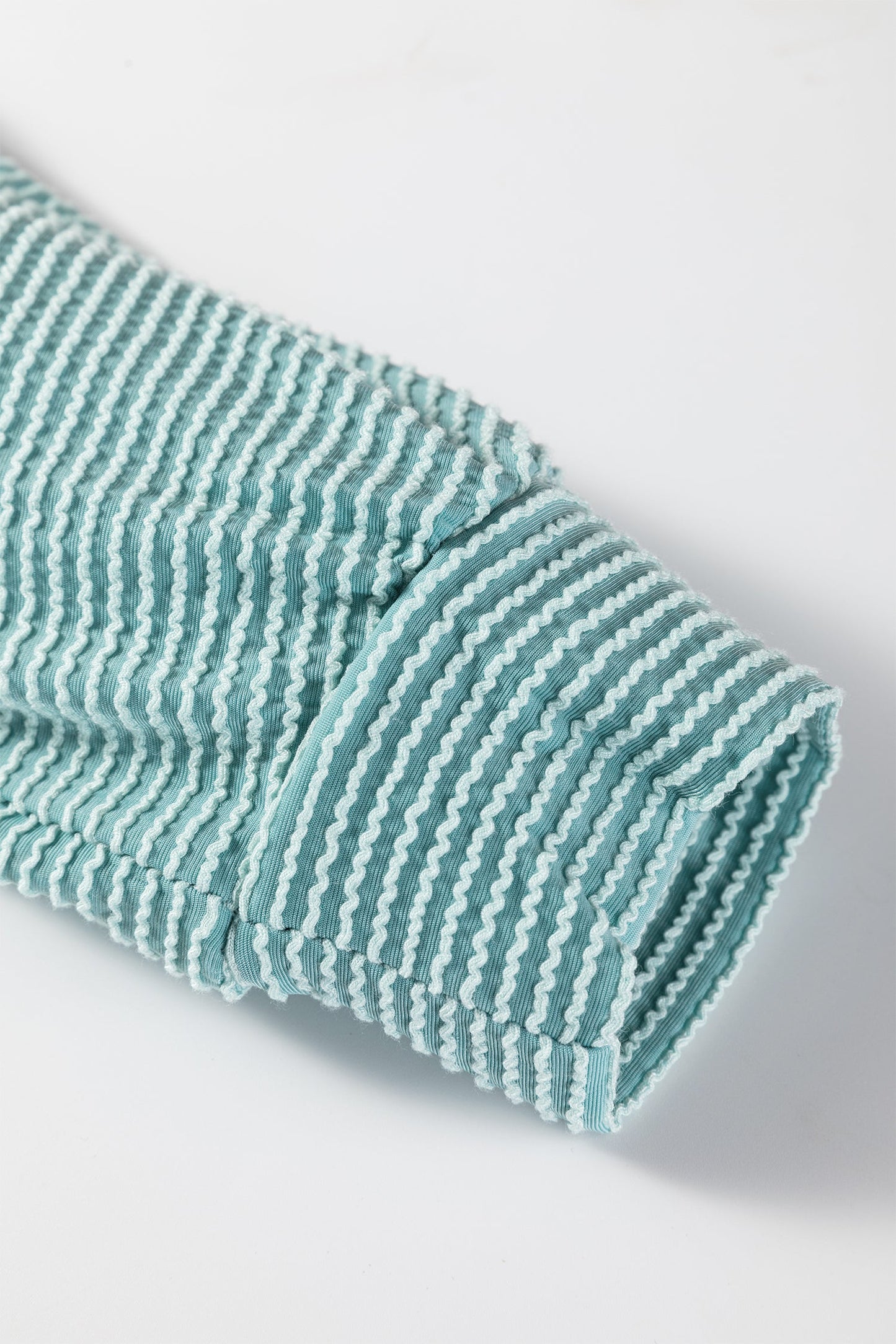 Corded Knit Roll-Up Sleeve Collared Henley Top