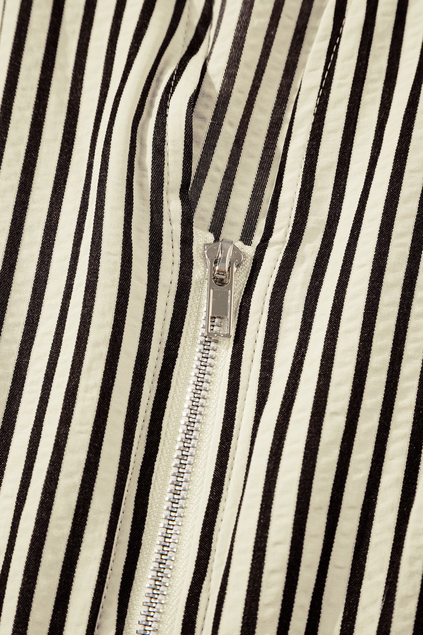 Stripe V-Neck Zip Front Midi Dress