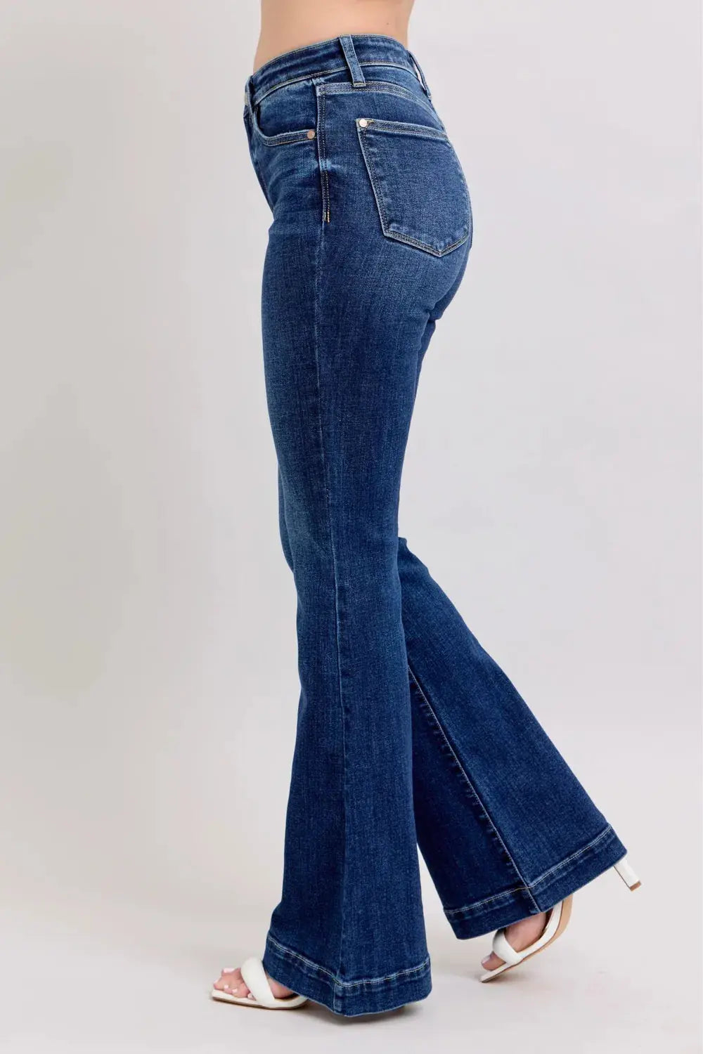 Full Size High Rise Flare Judy Blue Jeans with Pockets