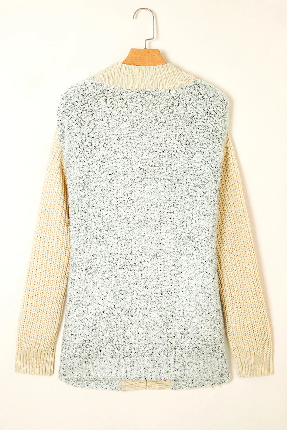 Colorblock Open Front Pocketed Cardigan