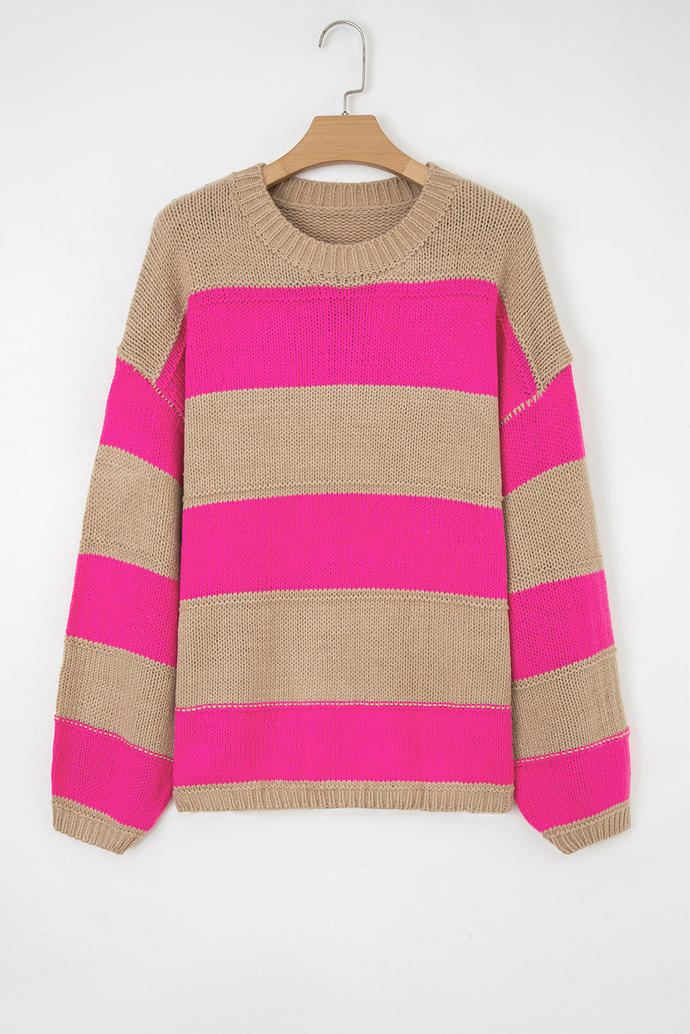 Plus Size Stripe Colorblock Drop Shoulder Sweater