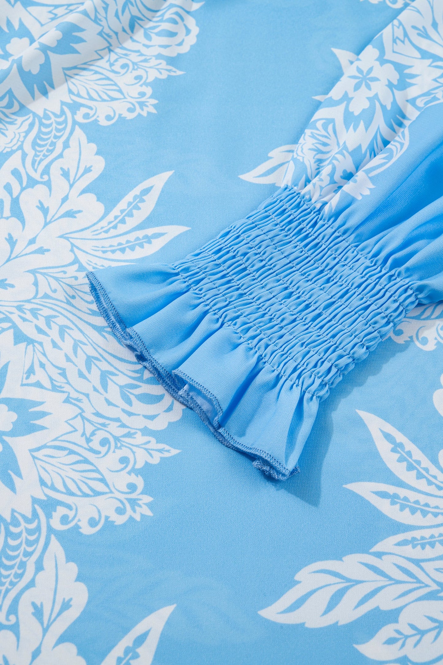 Floral Ruffle Collar Puff Long Sleeve Blouse