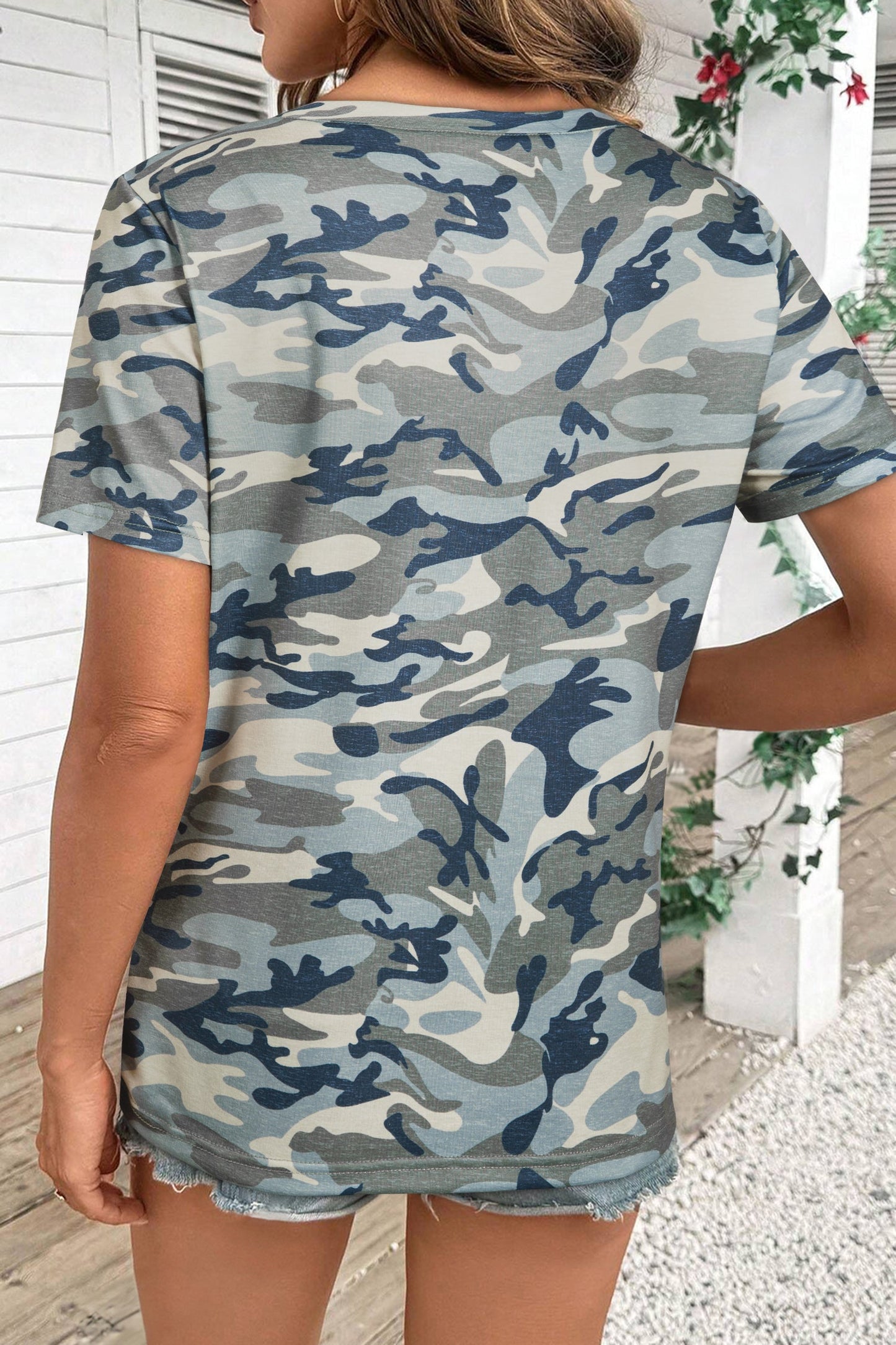 Camo Short Sleeve Crew Neck T-Shirt