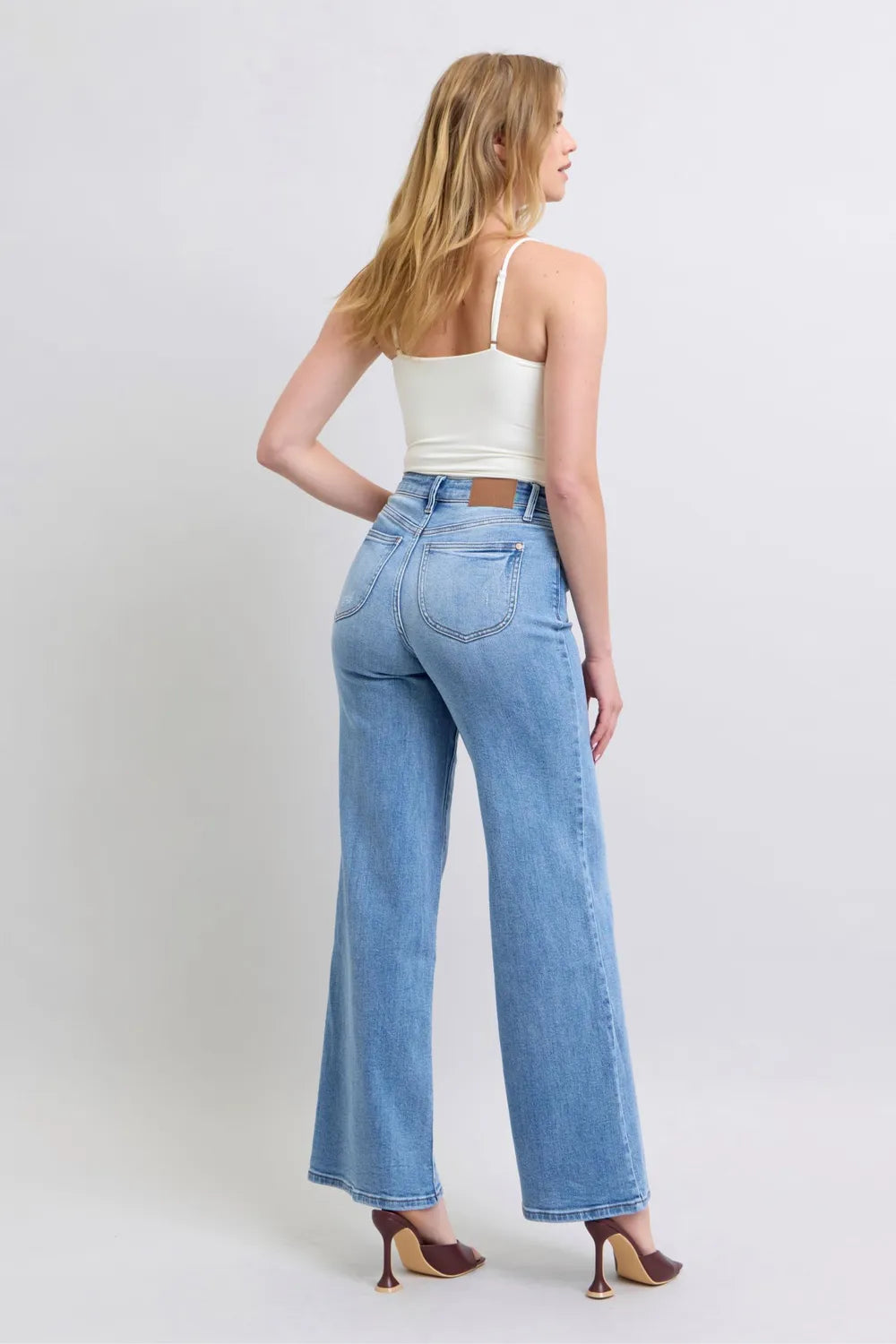 Full Size High Waist Wide Leg Judy Blue Jeans with Functional Pockets