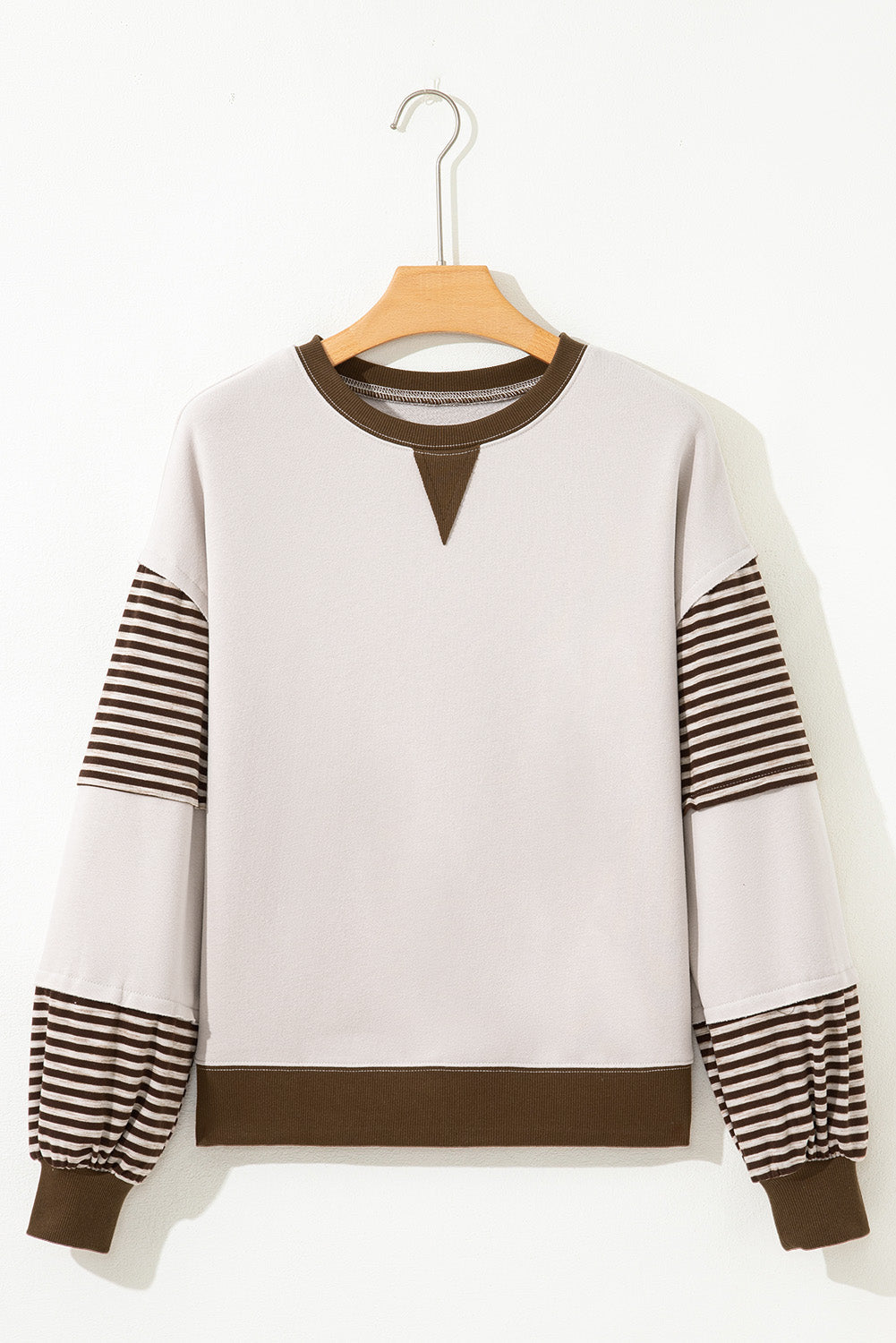 Stripe Colorblock Drop Shoulder Sweatshirt