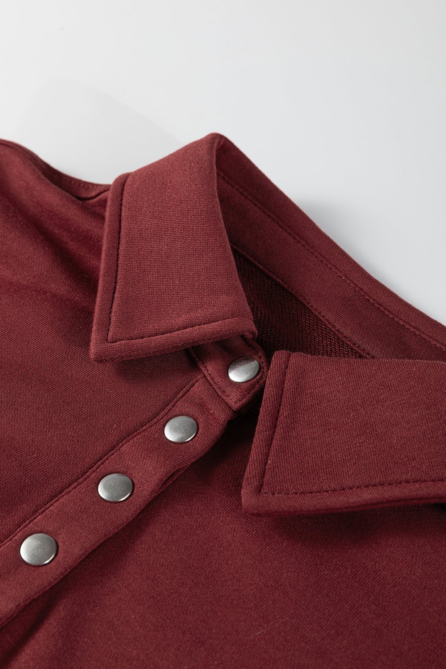 Colorblock Snap Button Polo Collar Oversize Sweatshirt