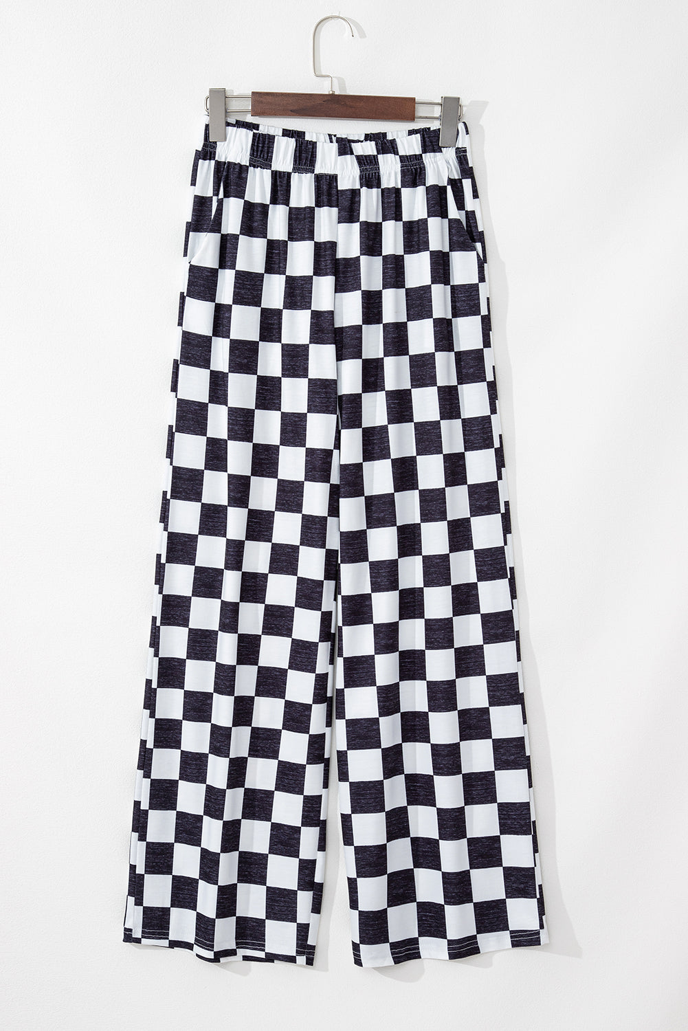 Checker High Waist Wide Leg Pants